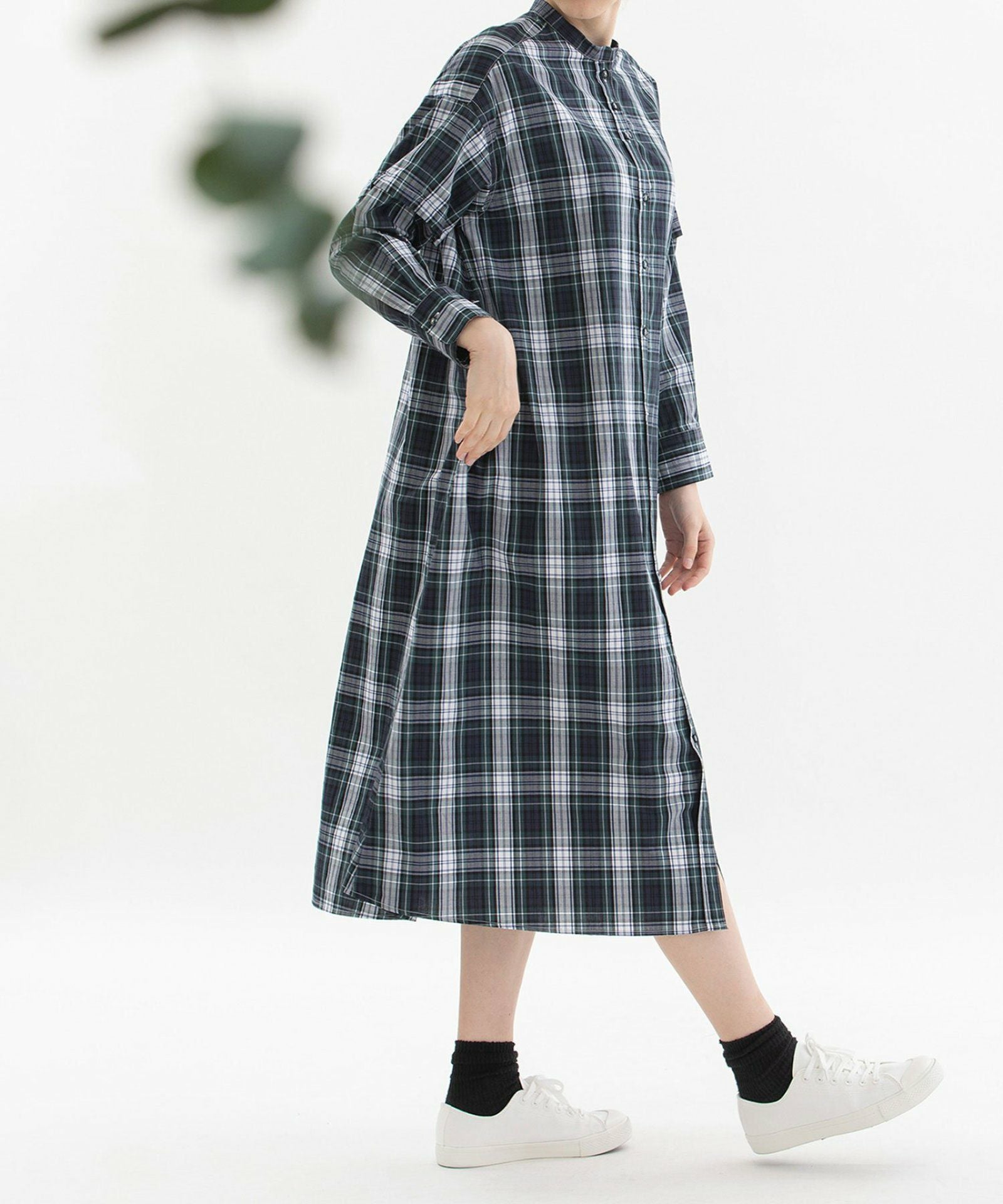 SPECIAL PRICE】先染タイプライター取り外しスリーブシャツワンピース