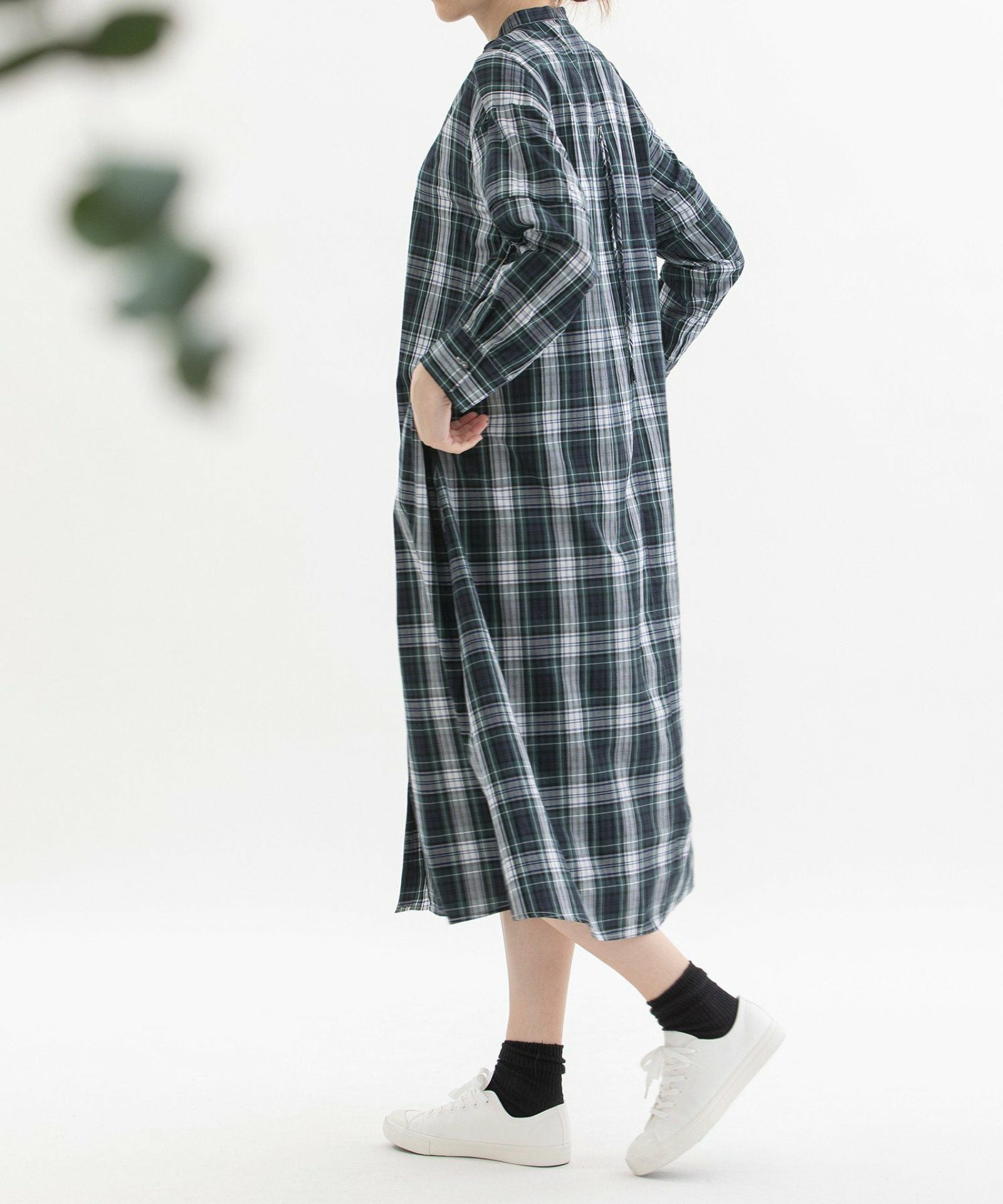 SPECIAL PRICE】先染タイプライター取り外しスリーブシャツワンピース