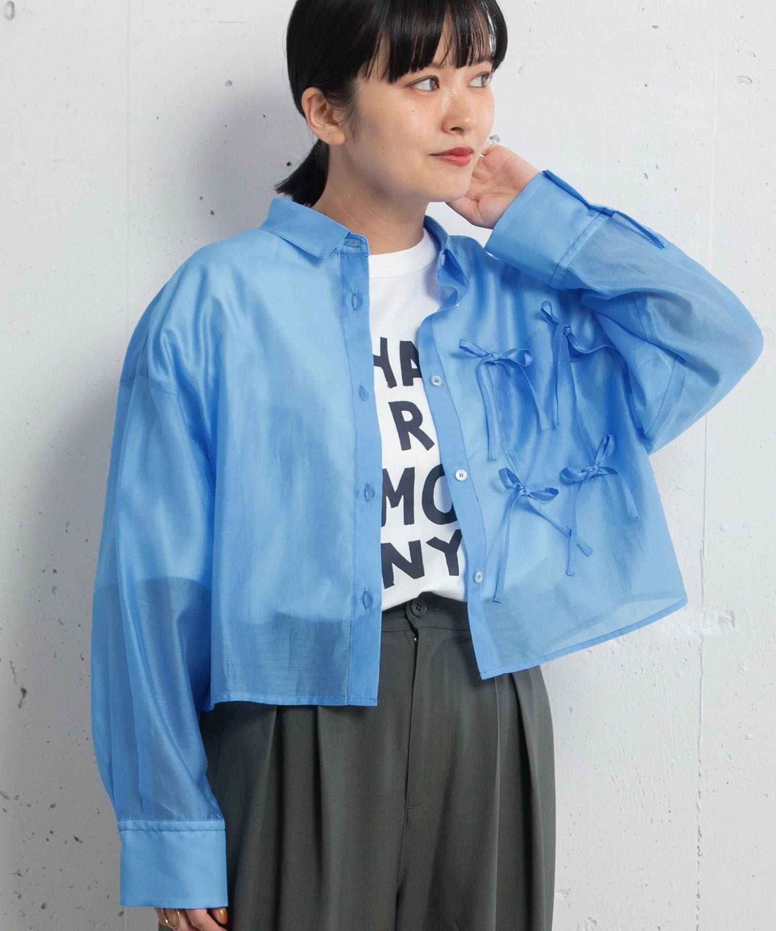 LIMITED PRICE＞シアークロップドmany manyリボンシャツ | COO ONLINE