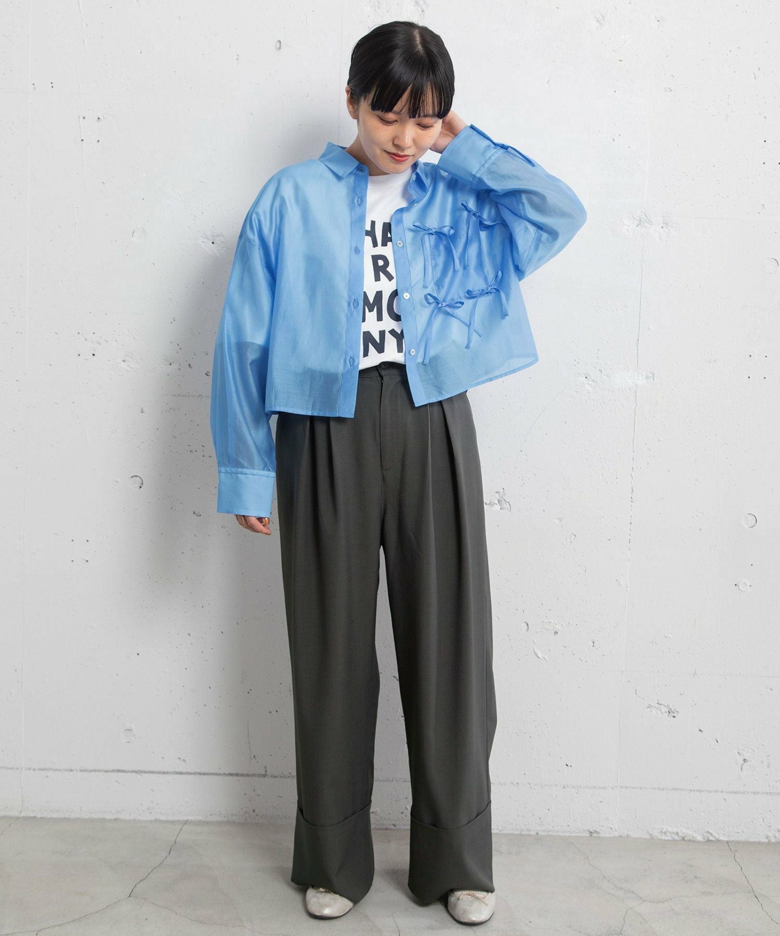 SPECIAL PRICE】シアークロップドmany manyリボンシャツ | COO ONLINE