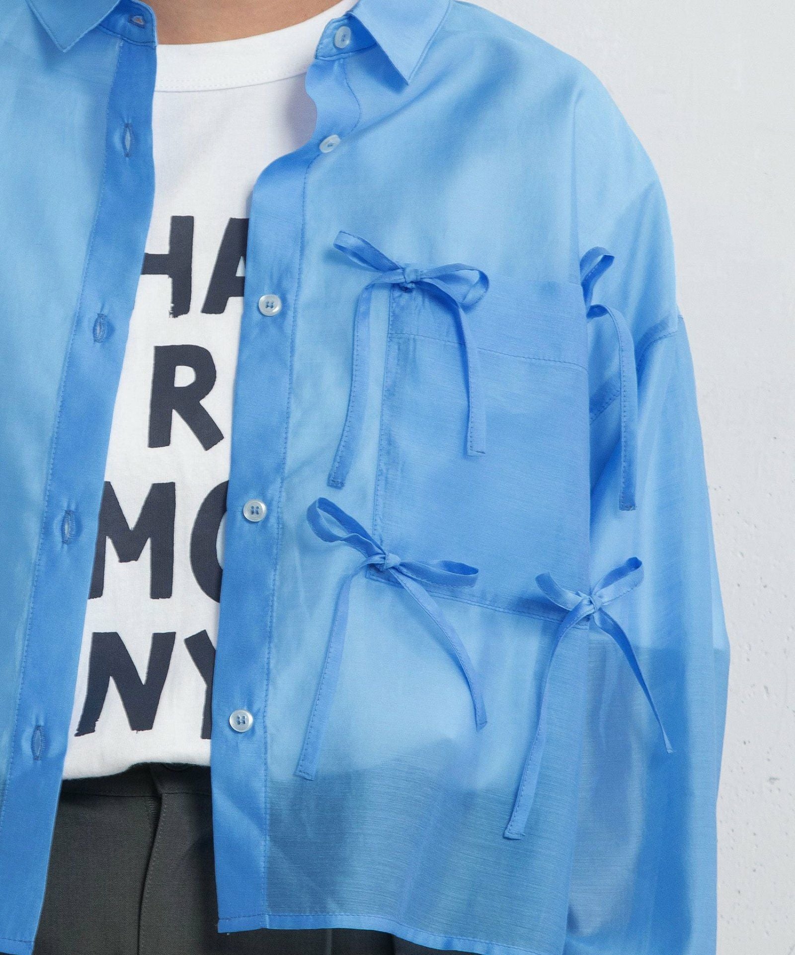 LIMITED PRICE＞シアークロップドmany manyリボンシャツ | COO ONLINE