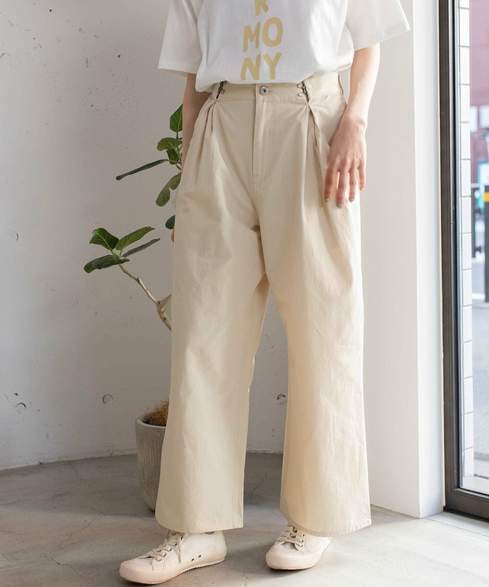うさとの服　生成り　ワイドパンツ SPECIAL PRICE】セミワイドタックワイドパンツ | COO ONLINE