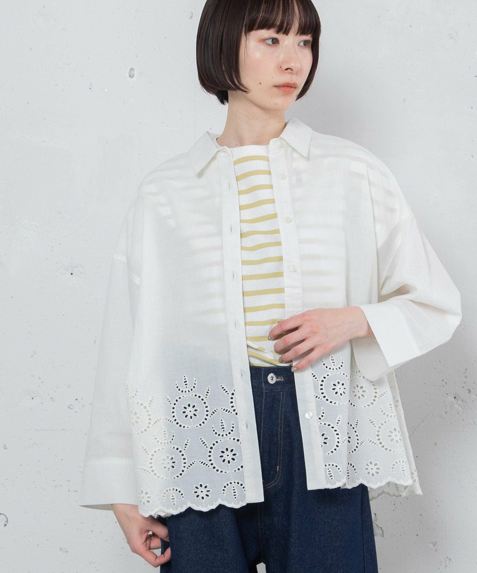 SUMMER SALE】＜made in INDIA＞スカラップシフリー刺繍シャツ | COO