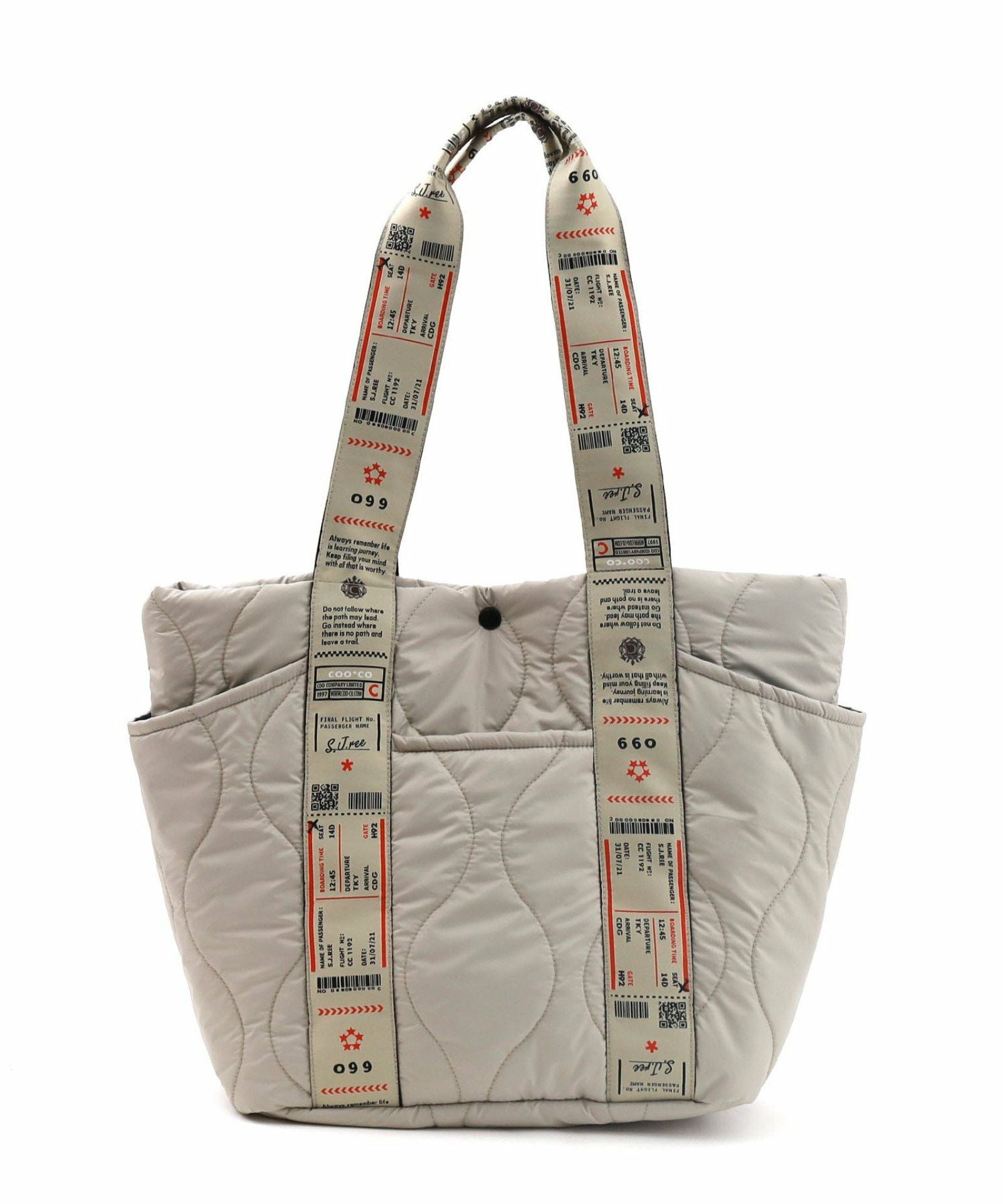 OUTLET SALE】 オリジナル柄テープキルティング多ポケトートバッグ