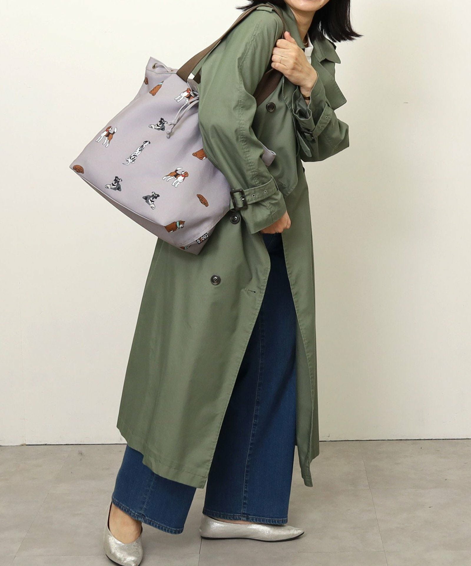 あやっこっこさん専用 OUTLET SALE】 ペットプリントダブルハンドル巾着バッグ／A4対応