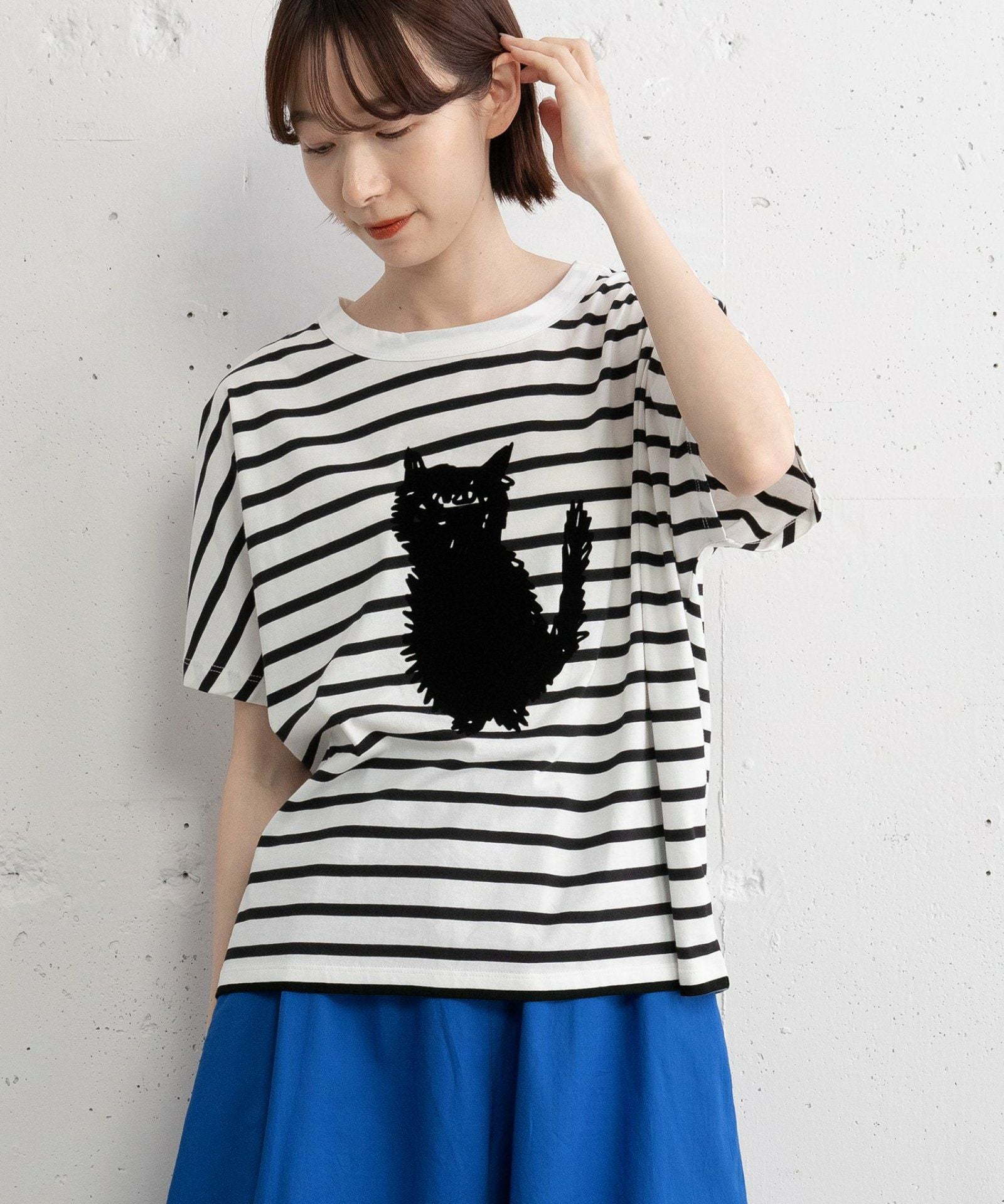 SUMMER SALE】ねこシルエットフロッキー刺繍Tシャツ | COO ONLINE