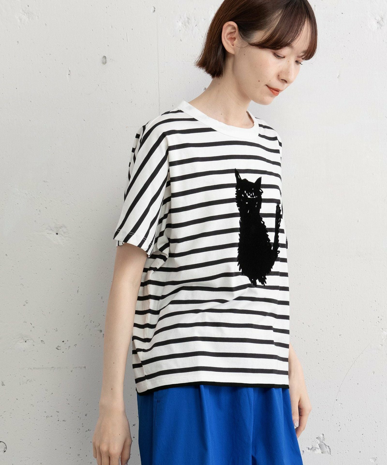 SUMMER SALE】ねこシルエットフロッキー刺繍Tシャツ | COO ONLINE