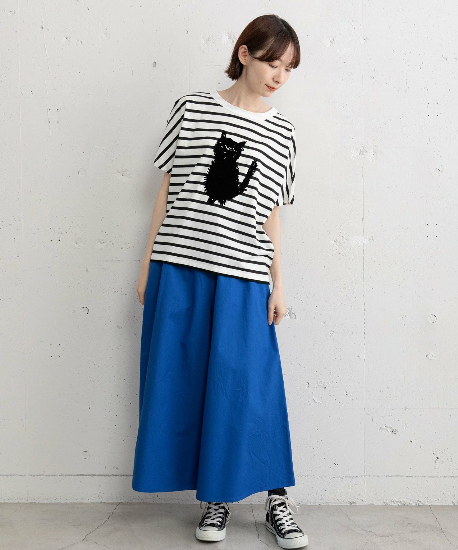 にゃおページ SUMMER SALE】ねこシルエットフロッキー刺繍Tシャツ | COO ONLINE