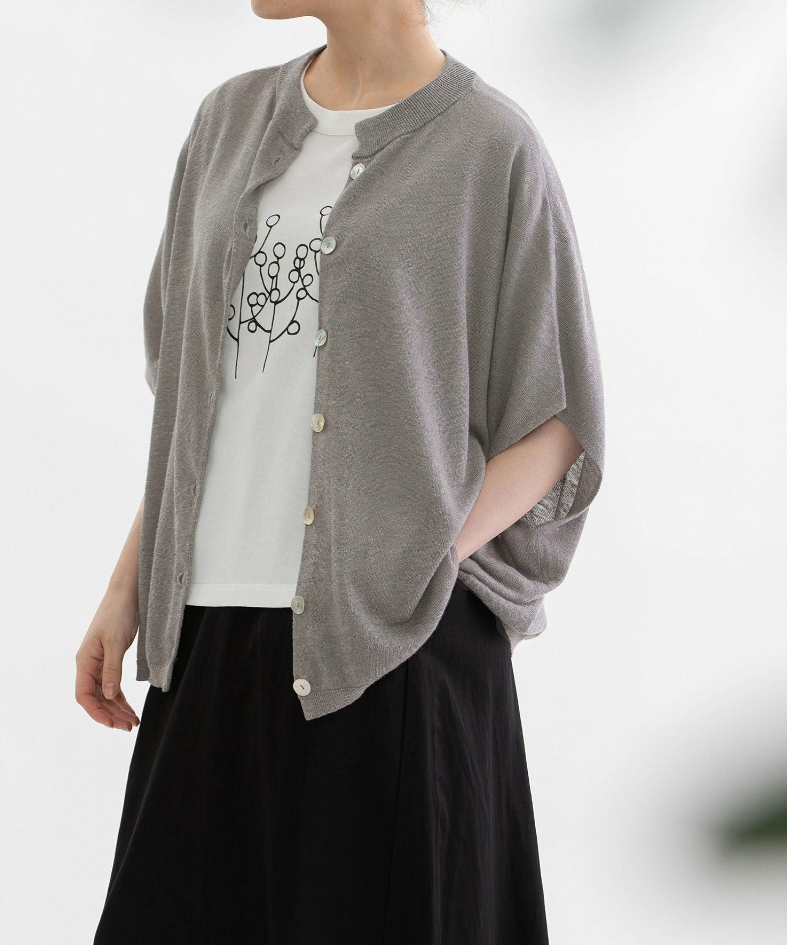 SUMMER SALE】リネンレーヨン6分袖2wayポンチョニット | COO ONLINE