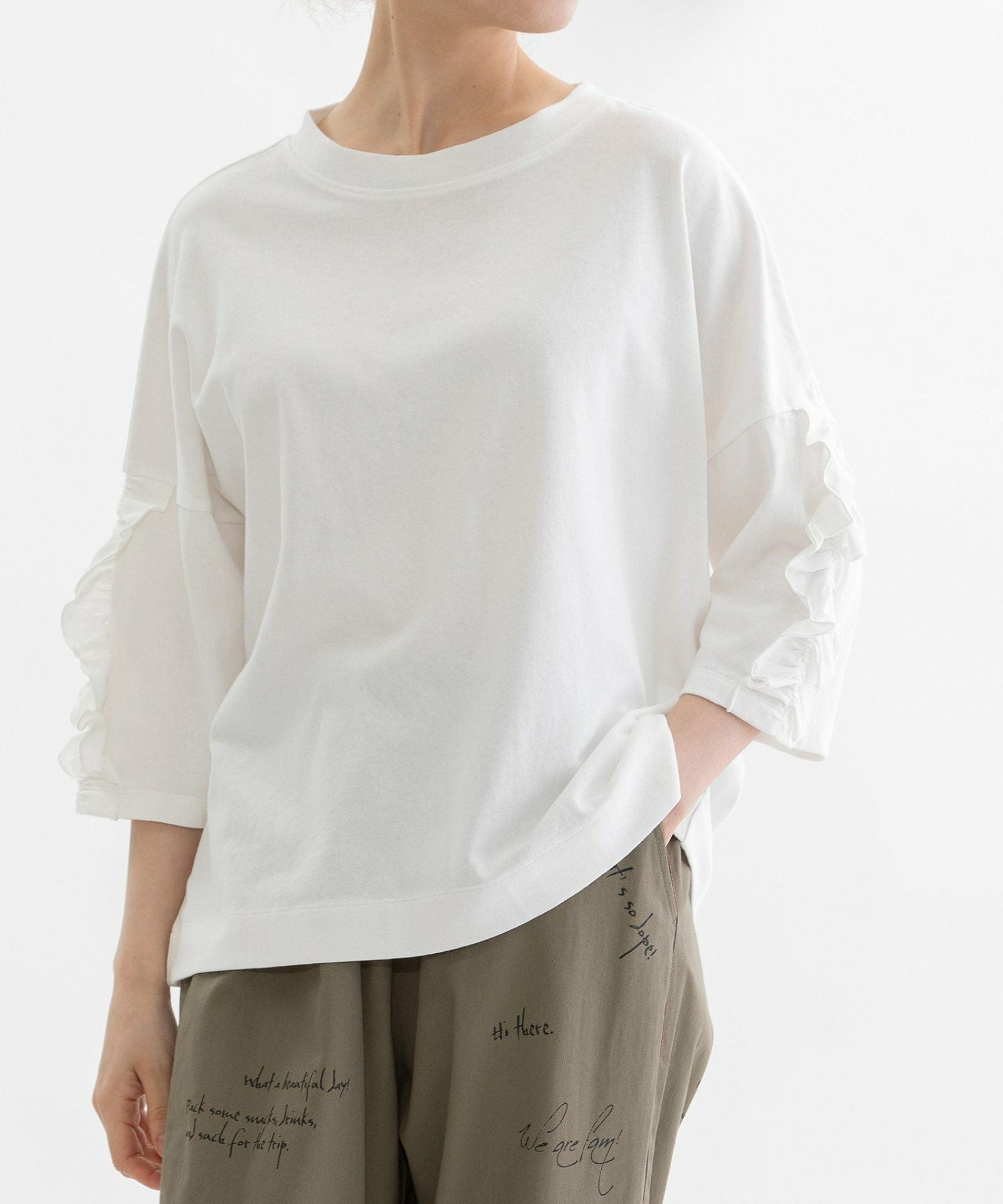 コットンフリル6分袖Tシャツ | COO ONLINE