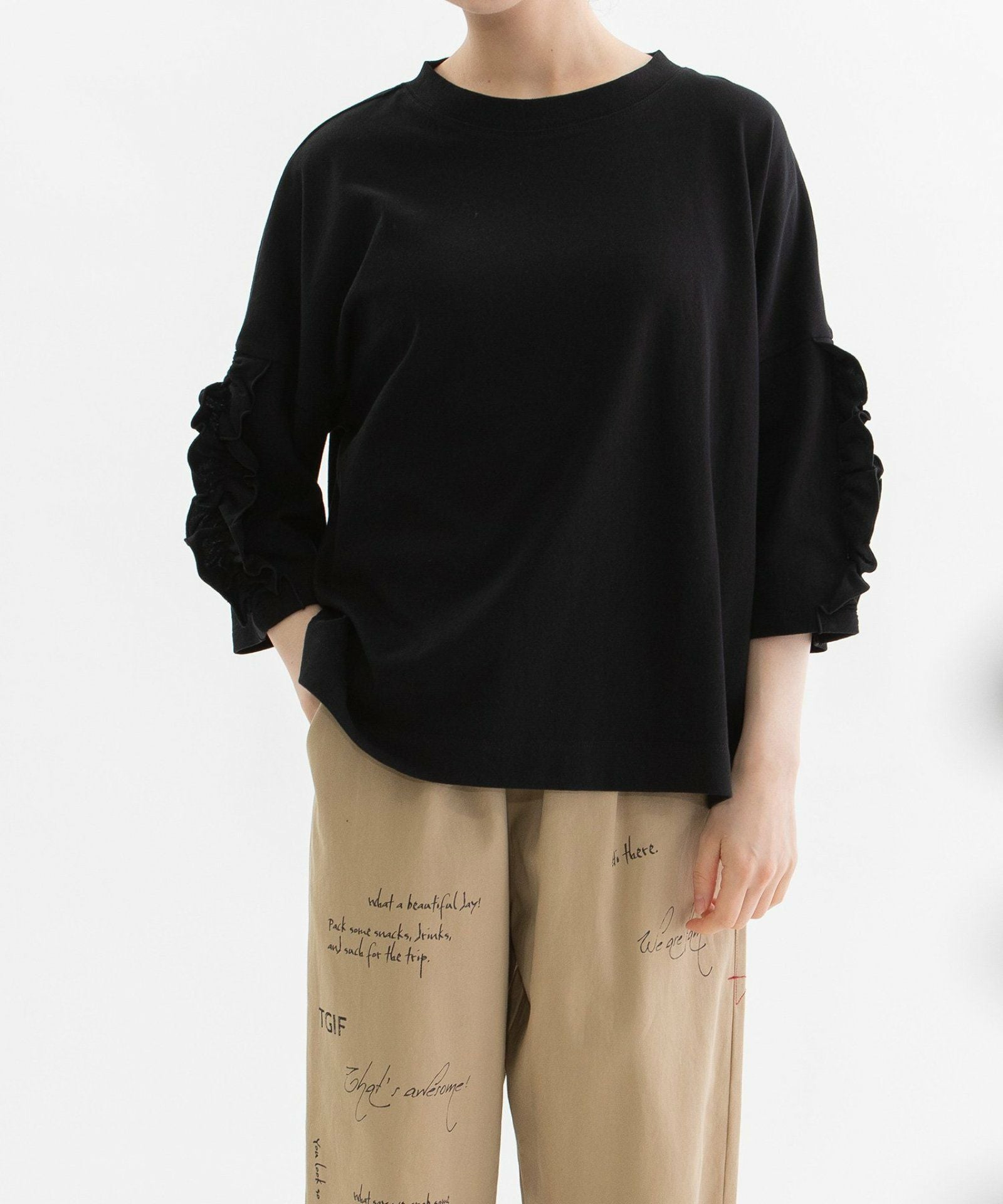 コットンフリル6分袖Tシャツ | COO ONLINE