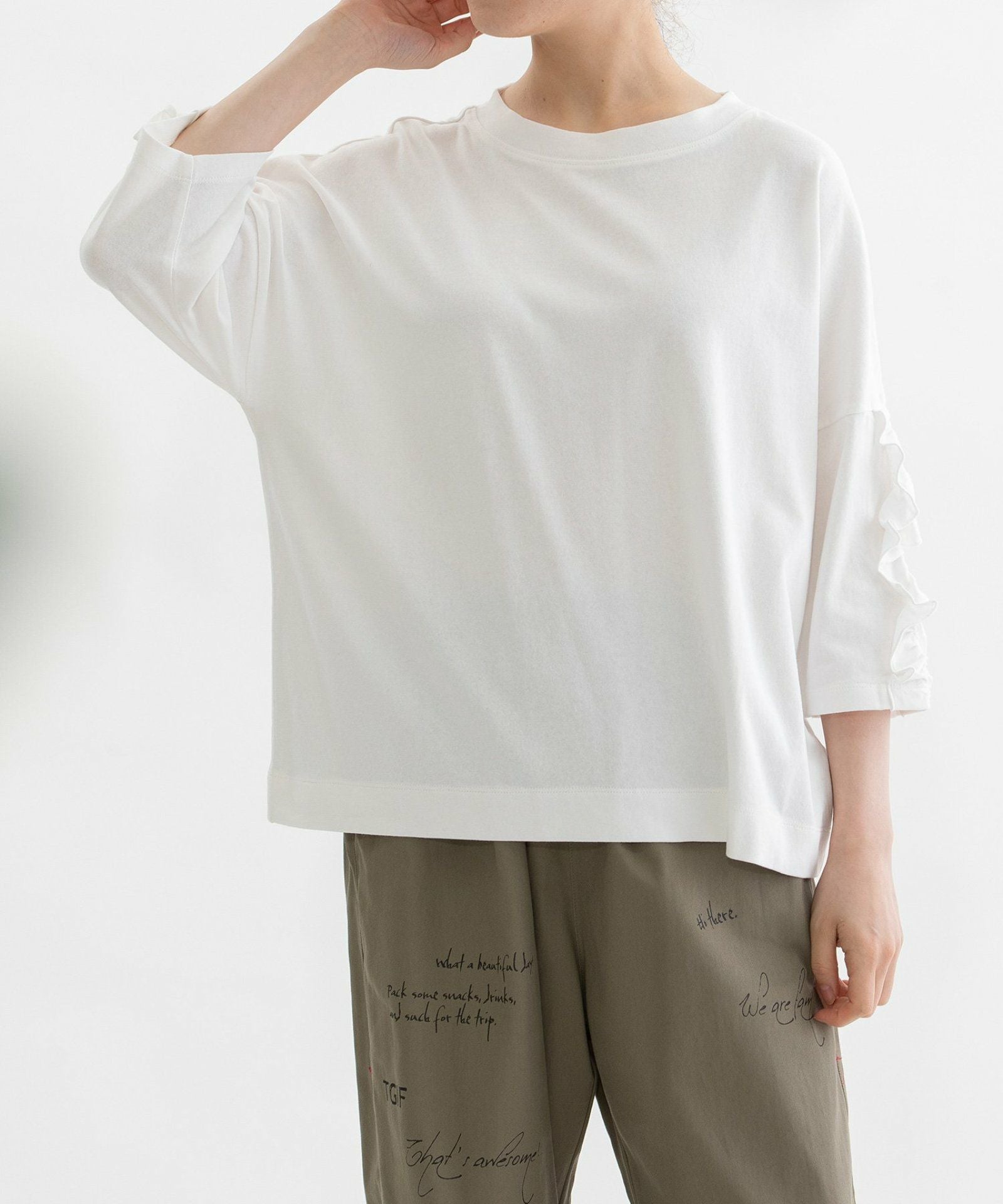 コットンフリル6分袖Tシャツ | COO ONLINE