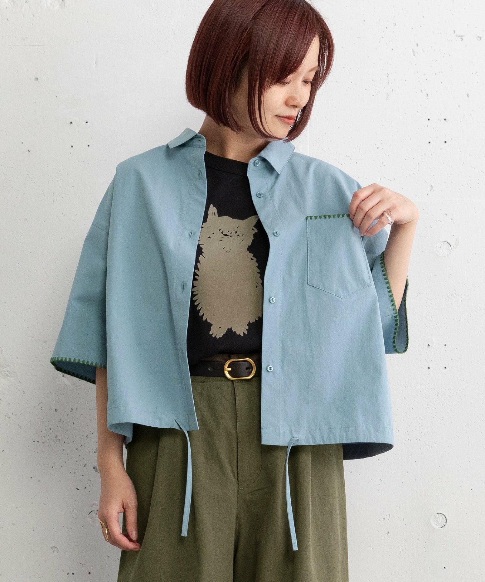 SUMMER SALE】はまぐりステッチクロップドシャツ | COO ONLINE