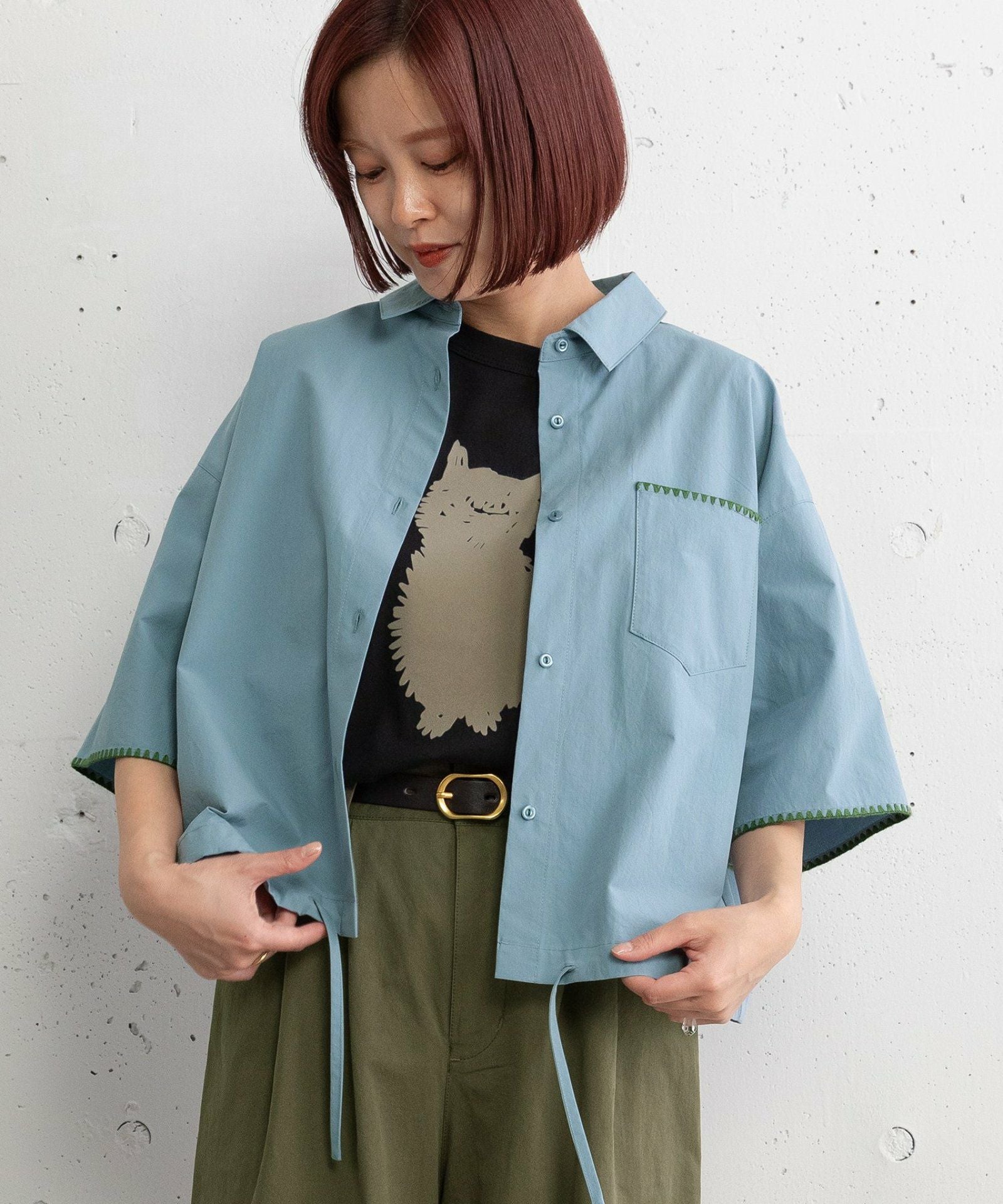 SUMMER SALE】はまぐりステッチクロップドシャツ | COO ONLINE