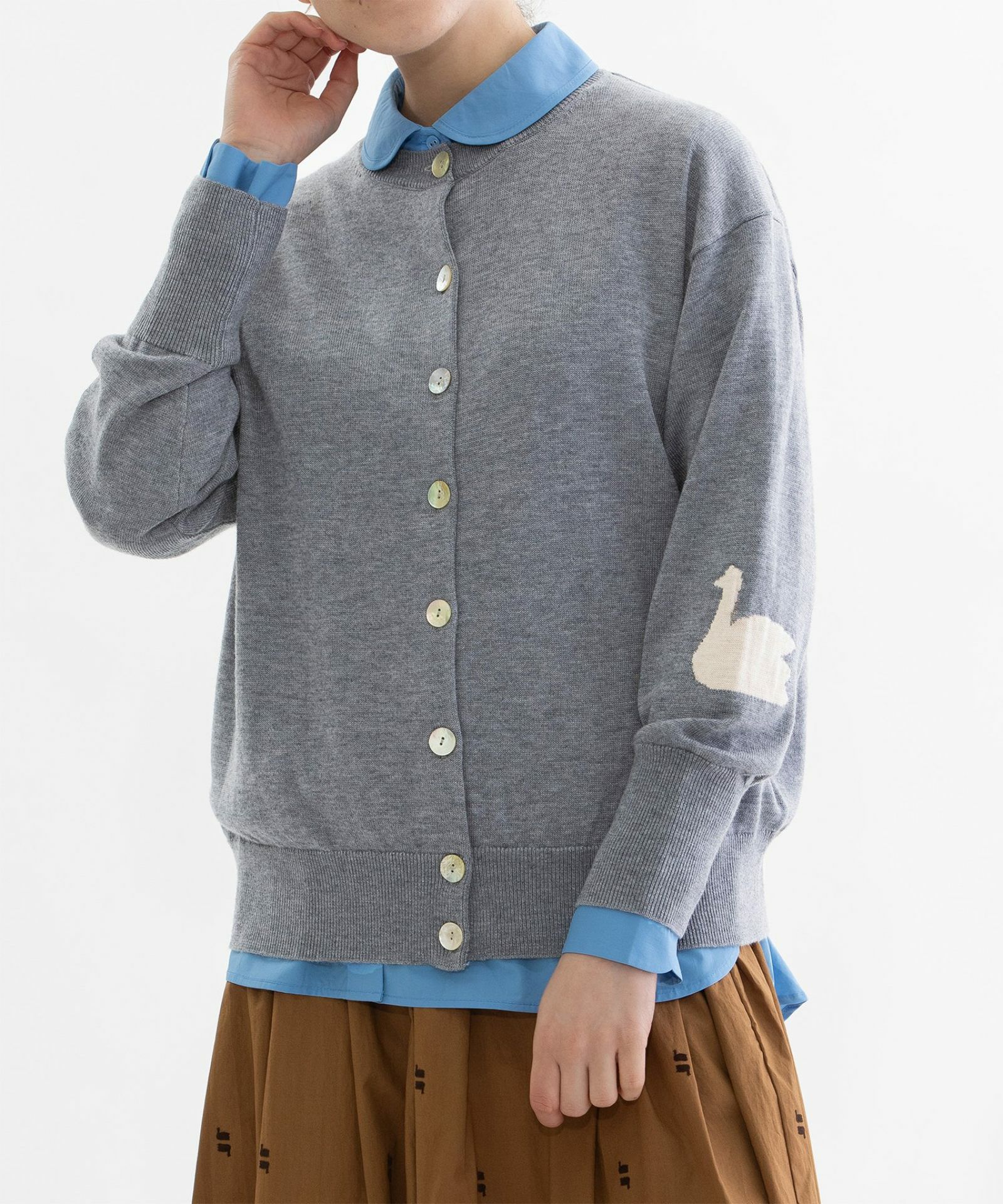 WINTER SALE】左袖スワンインターシャクルーカーディガン | COO ONLINE
