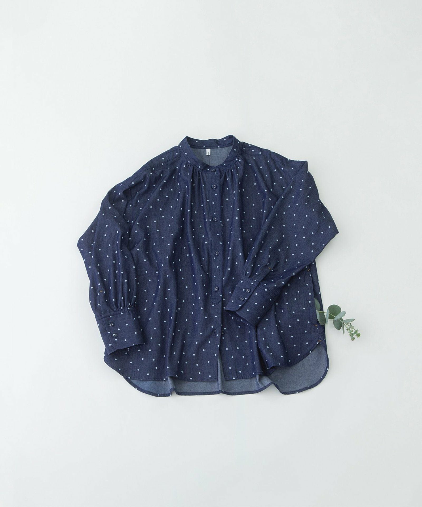 SUMMER SALE】デニムドットプリントバンドカラースモックシャツ | COO