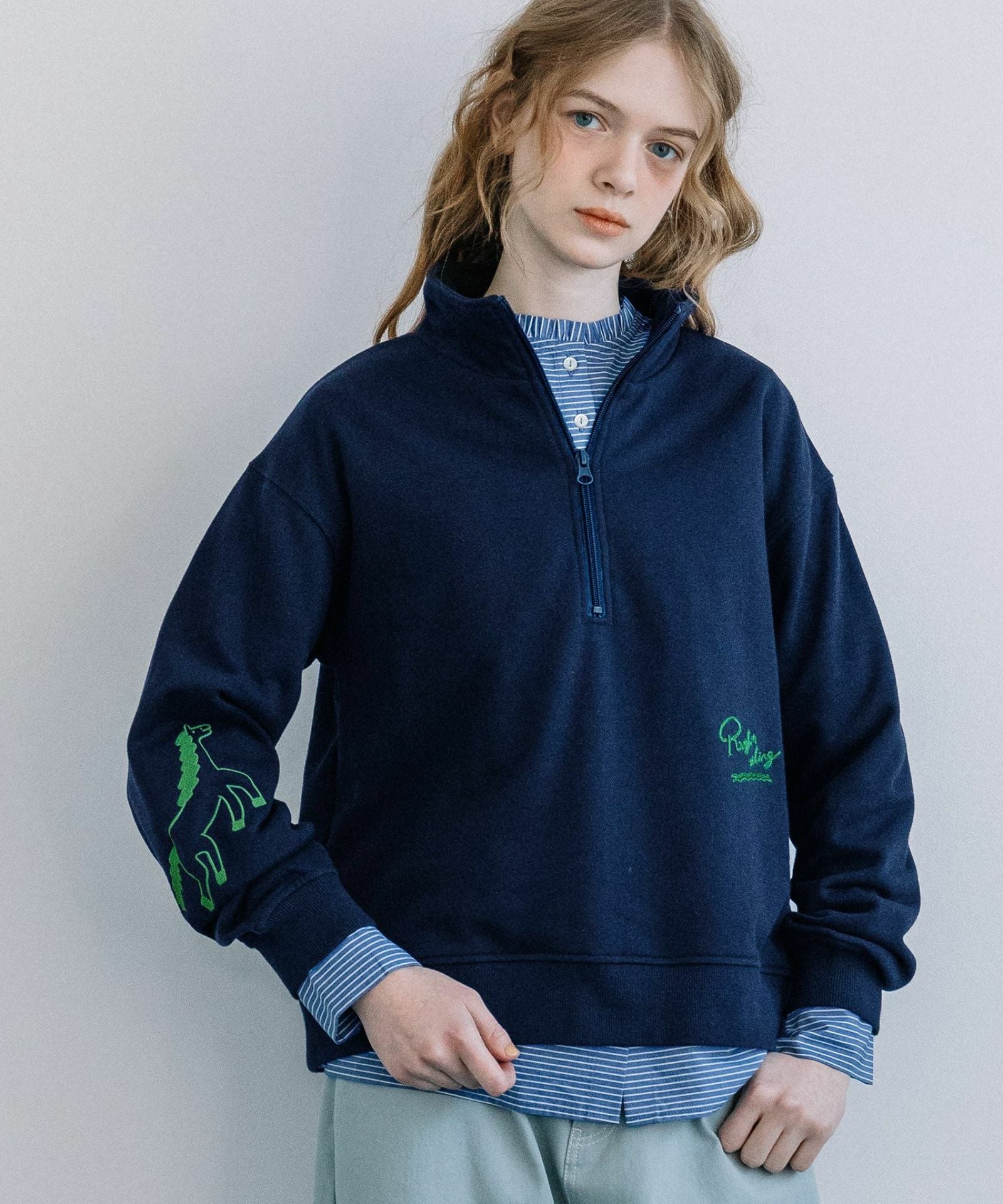 HORSE刺繍zipあき裏毛プルオーバー | COO ONLINE