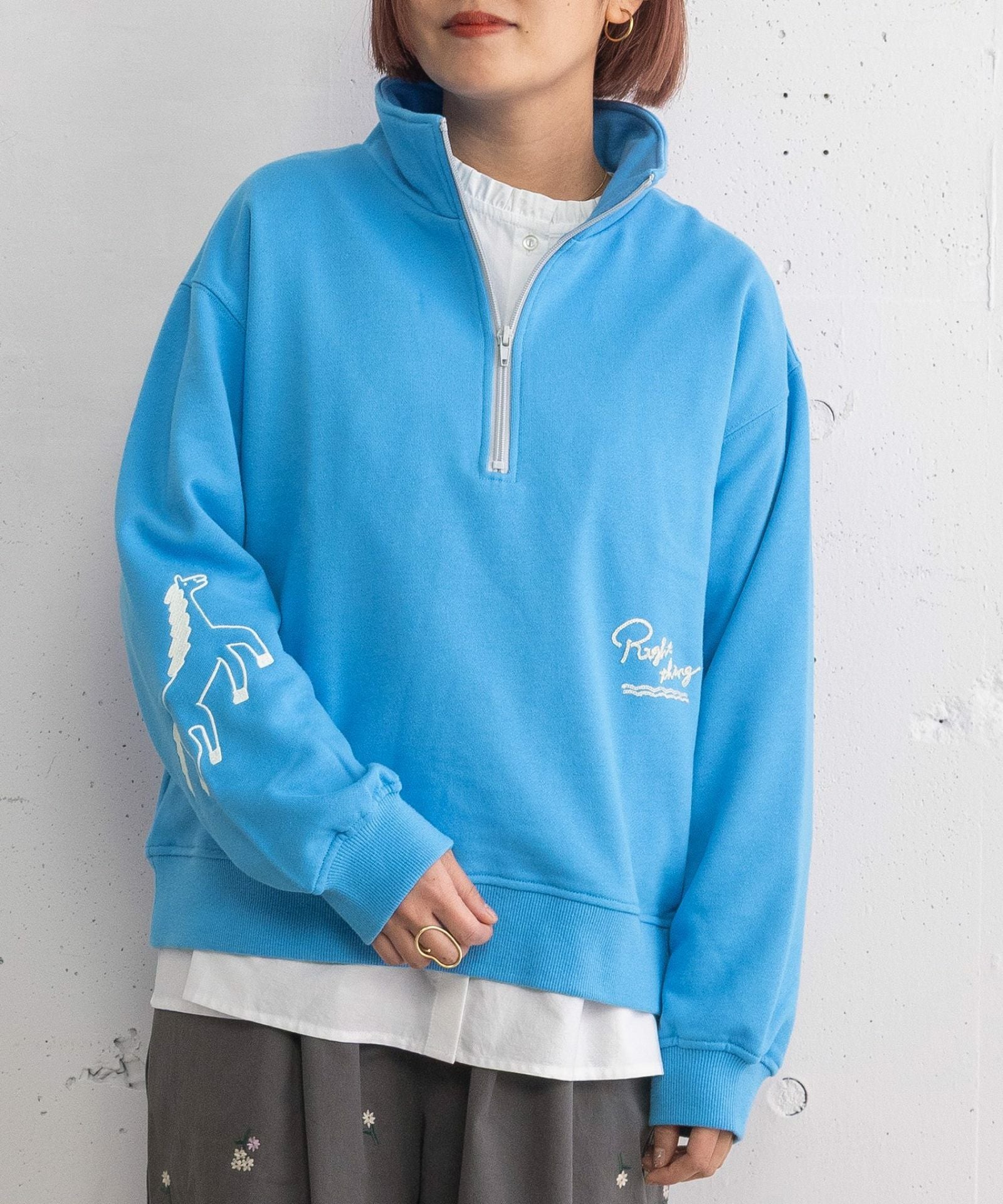 HORSE刺繍zipあき裏毛プルオーバー | COO ONLINE