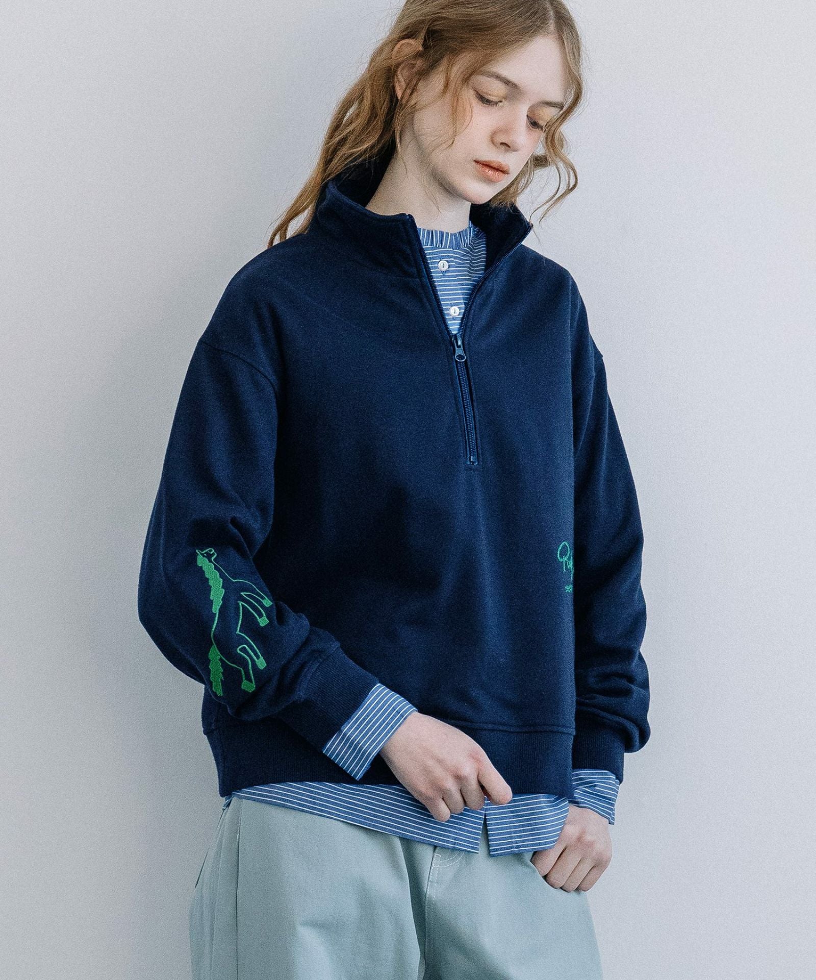 HORSE刺繍zipあき裏毛プルオーバー | COO ONLINE