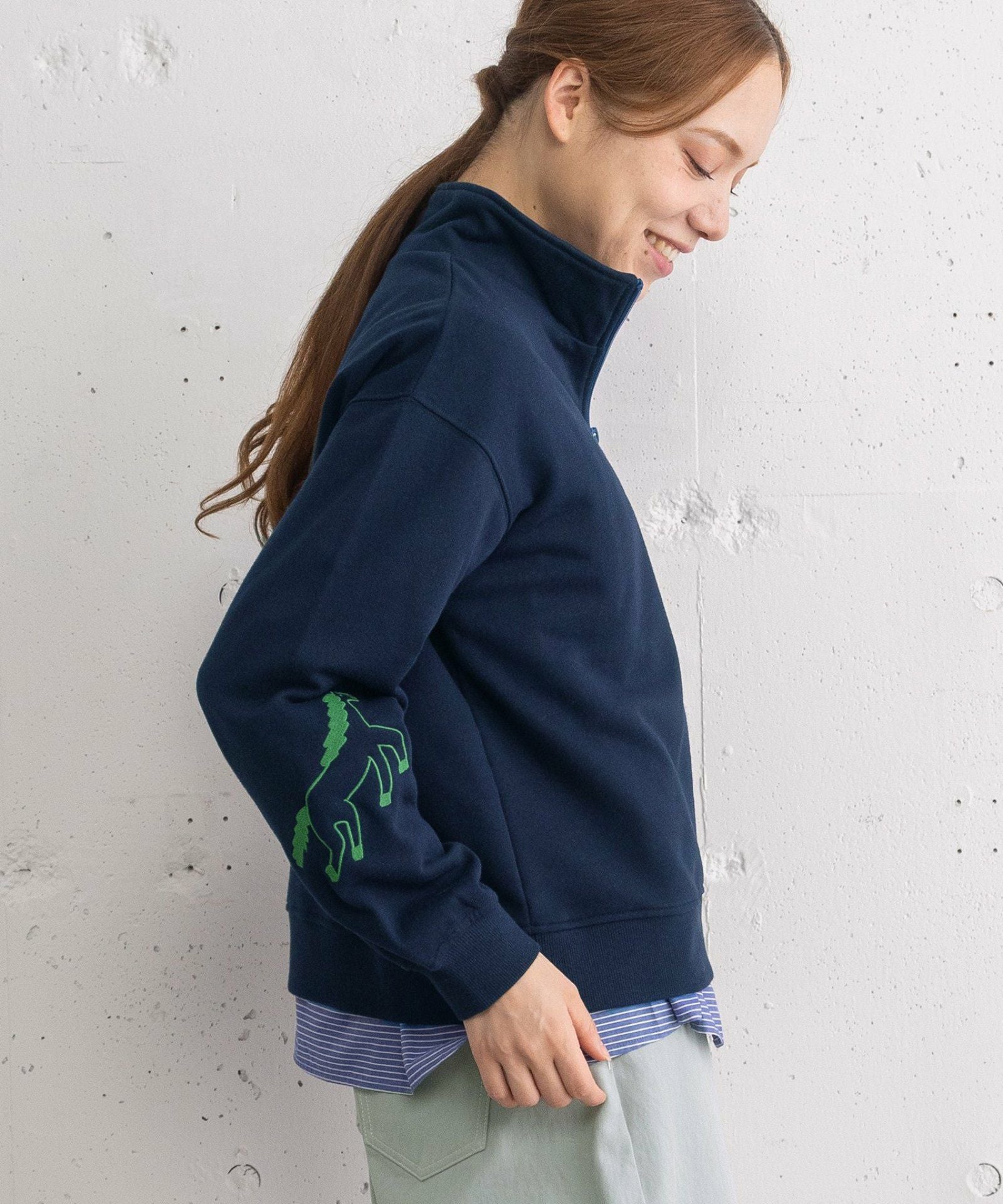 HORSE刺繍zipあき裏毛プルオーバー | COO ONLINE