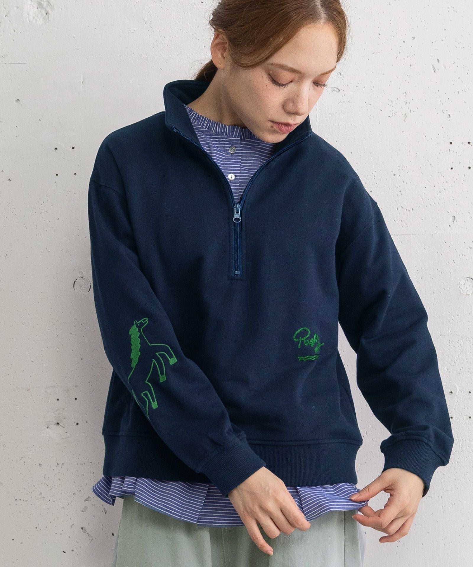 HORSE刺繍zipあき裏毛プルオーバー | COO ONLINE