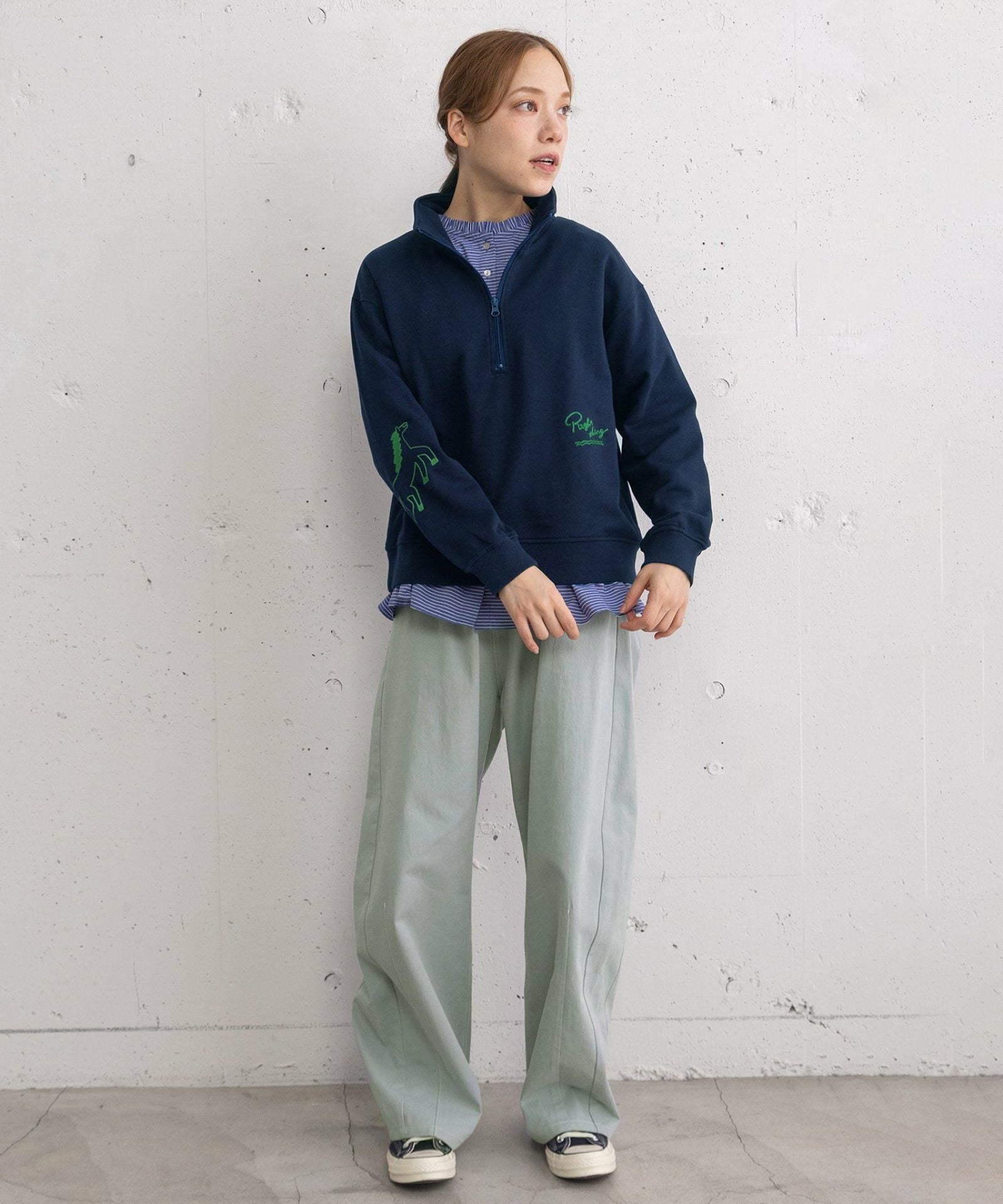 SUMMER SALE】HORSE刺繍zipあき裏毛プルオーバー | COO ONLINE