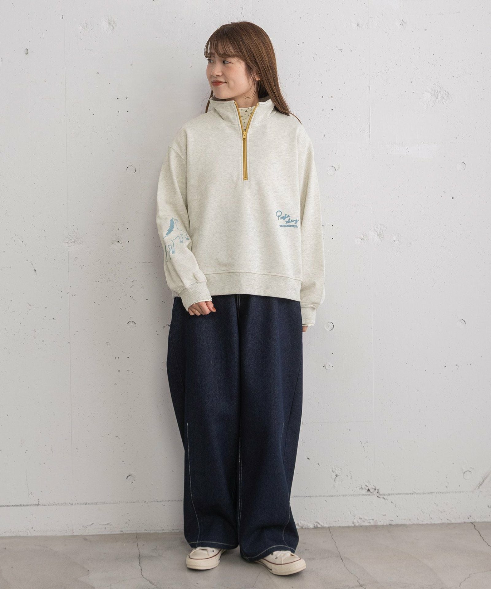 PRE SALE＞HORSE刺繍zipあき裏毛プルオーバー | COO ONLINE