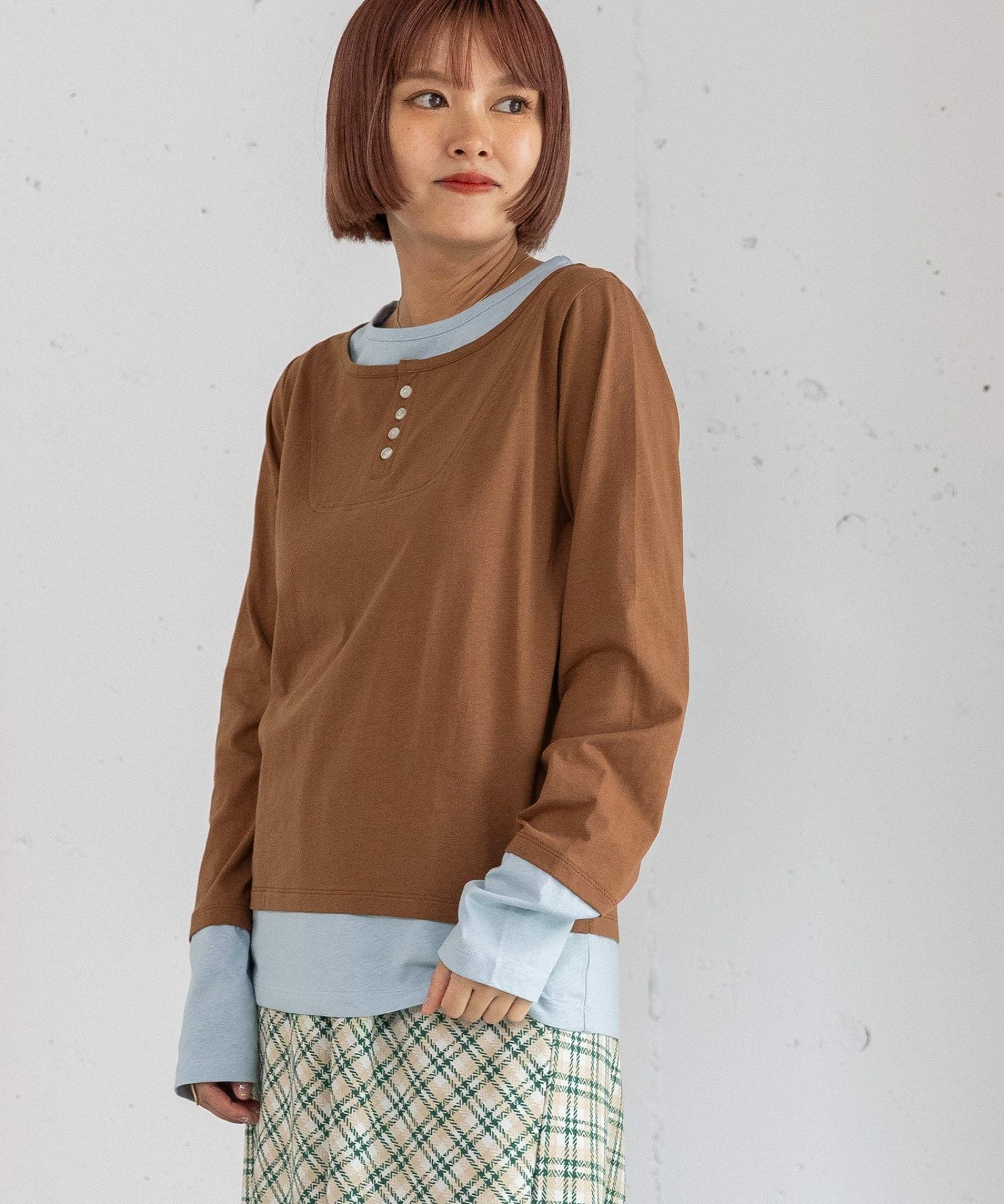 PRE SALE＞レイヤード風ヘンリーネックトップス | COO ONLINE