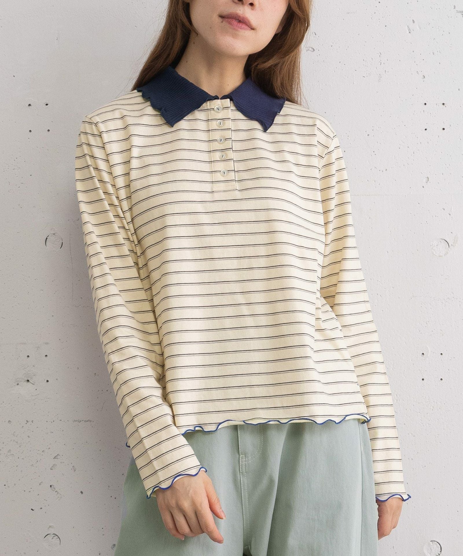 SUMMER SALE】並びボタン配色衿トップス | COO ONLINE