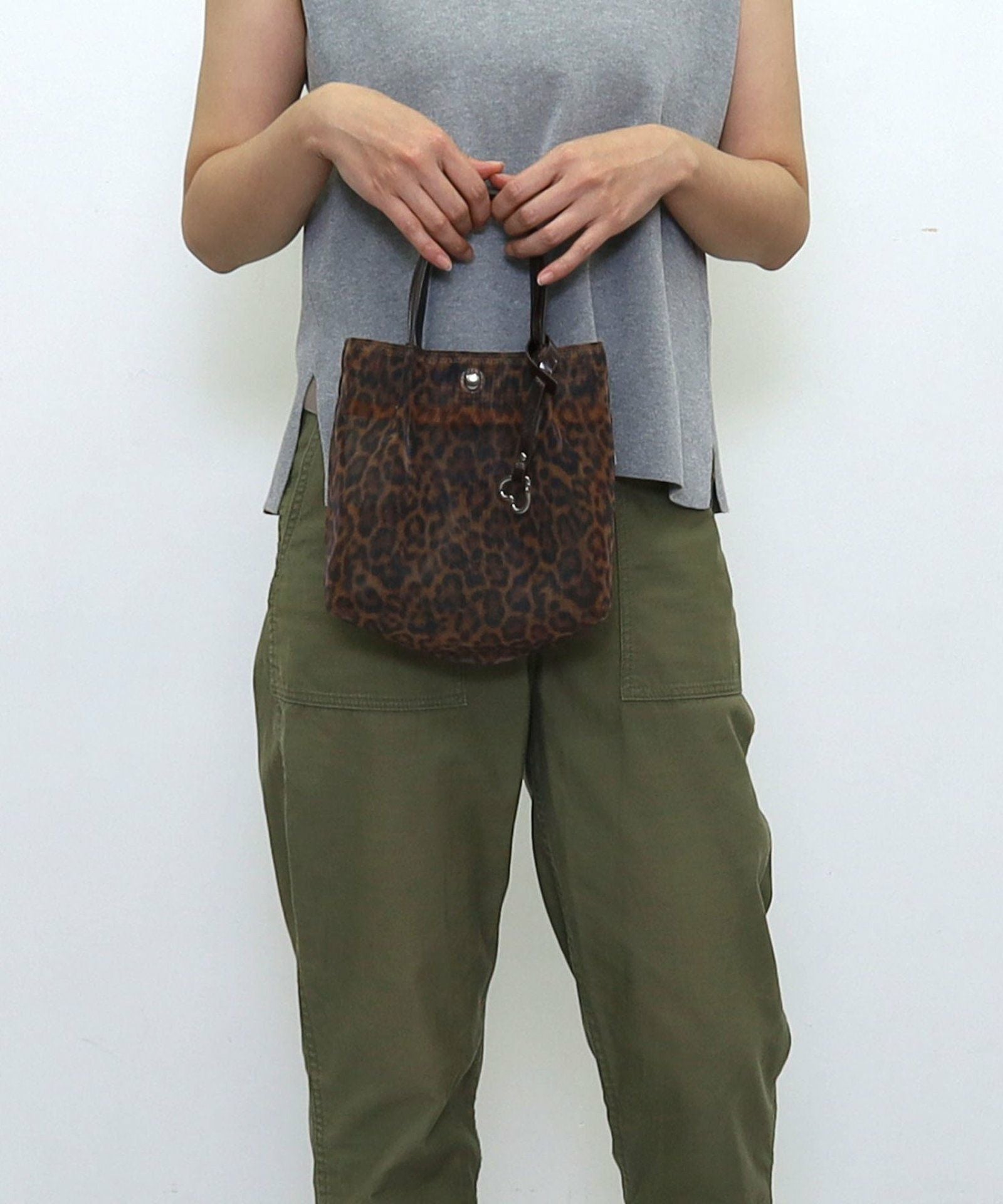 ☆SUMMER SALE☆ヒョウ柄メッシュツマミハンドル2WAYミニトート