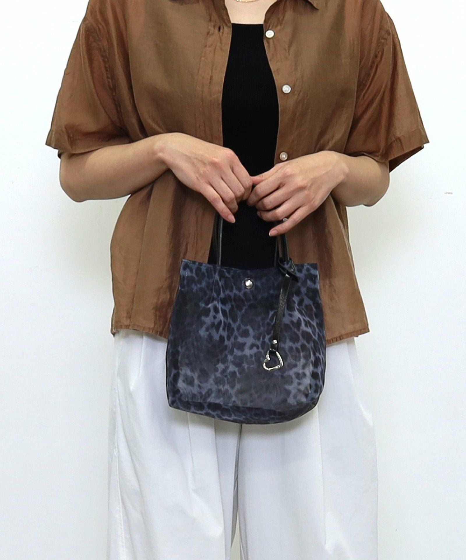 ☆SUMMER SALE☆ヒョウ柄メッシュツマミハンドル2WAYミニトート