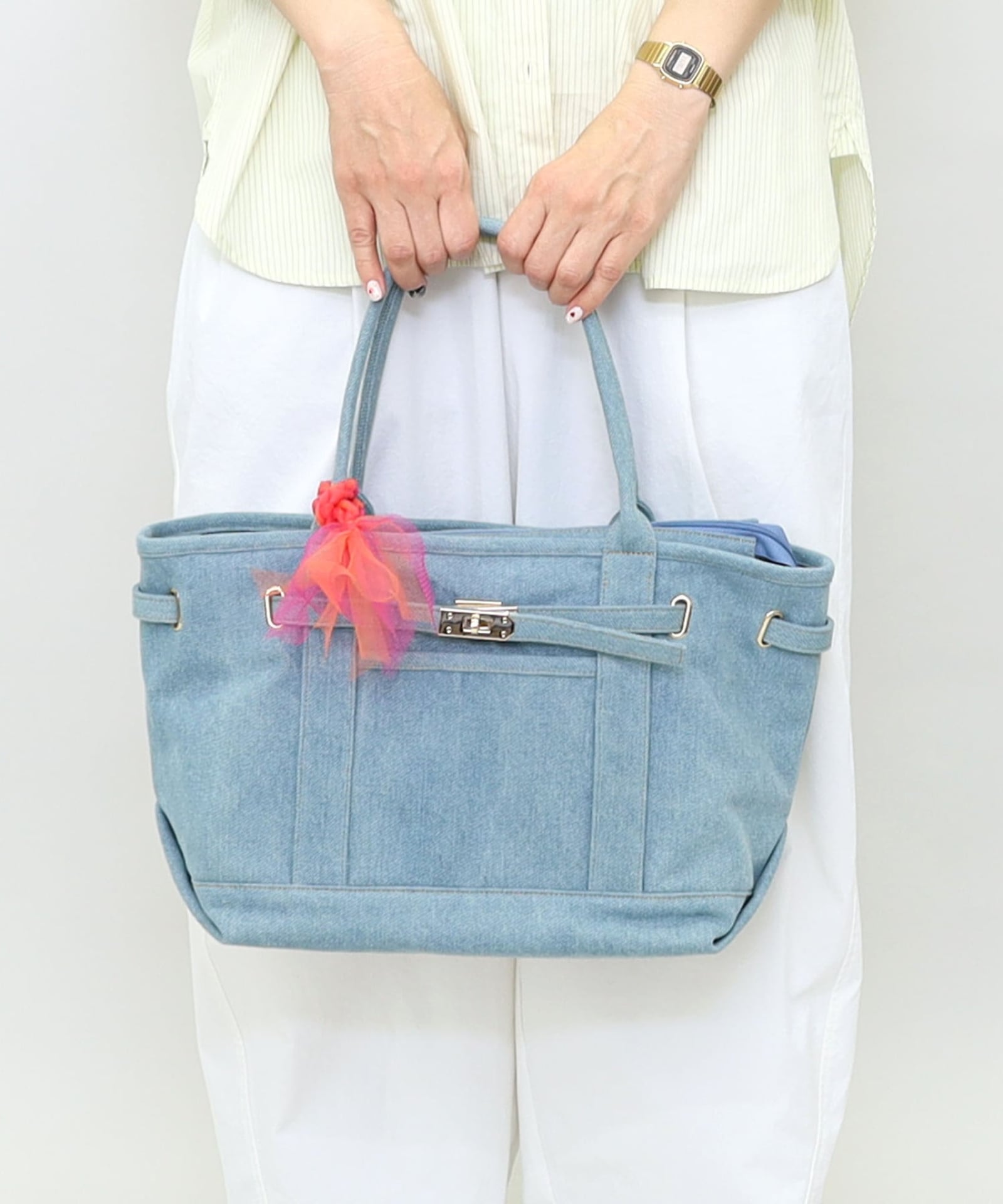 ☆SUMMER SALE☆ヒネリ付デニムトートバッグ／A4対応 | COO ONLINE