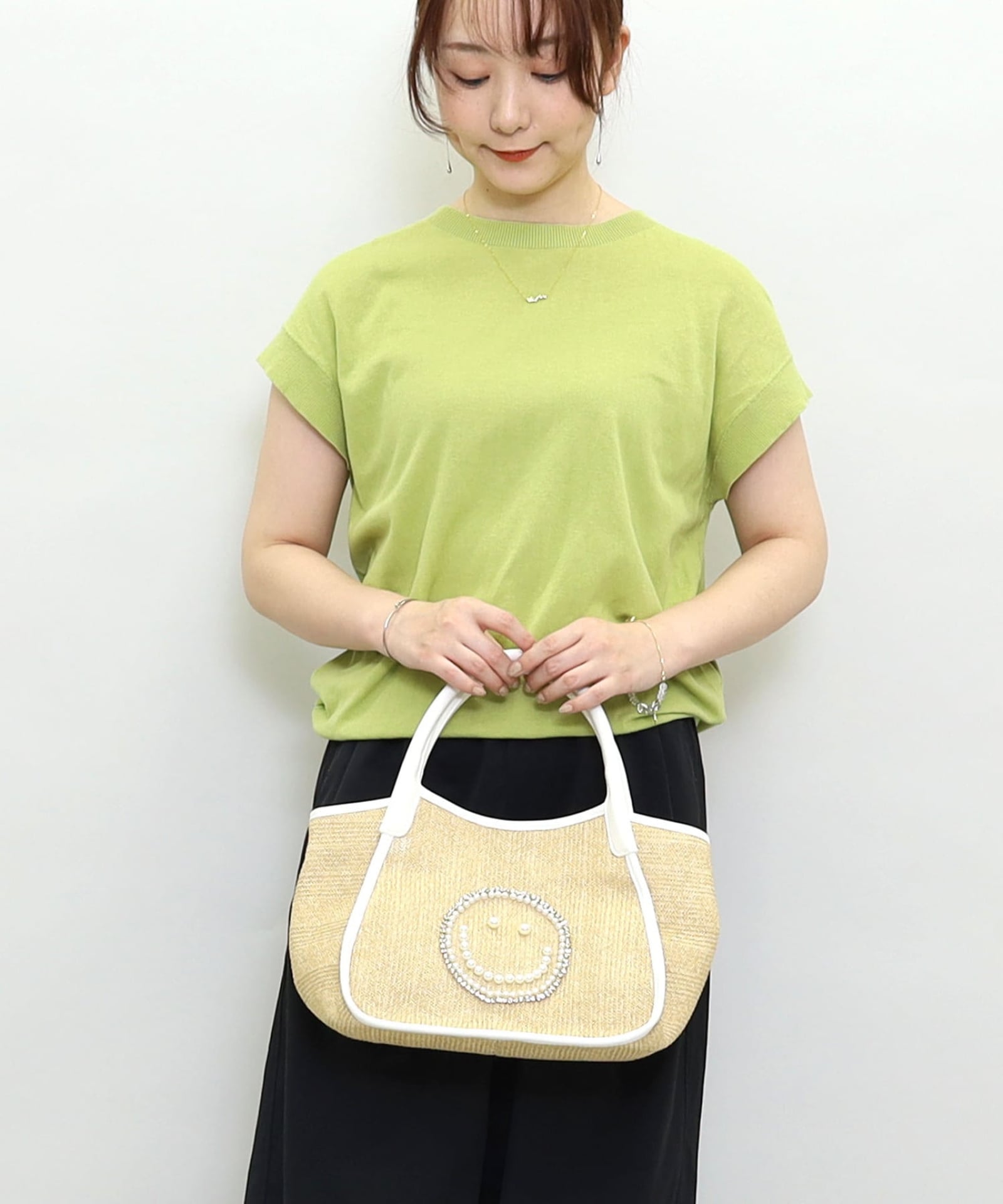 ☆SUMMER SALE☆SMILEY パール刺繍シート2WAYトートバッグ