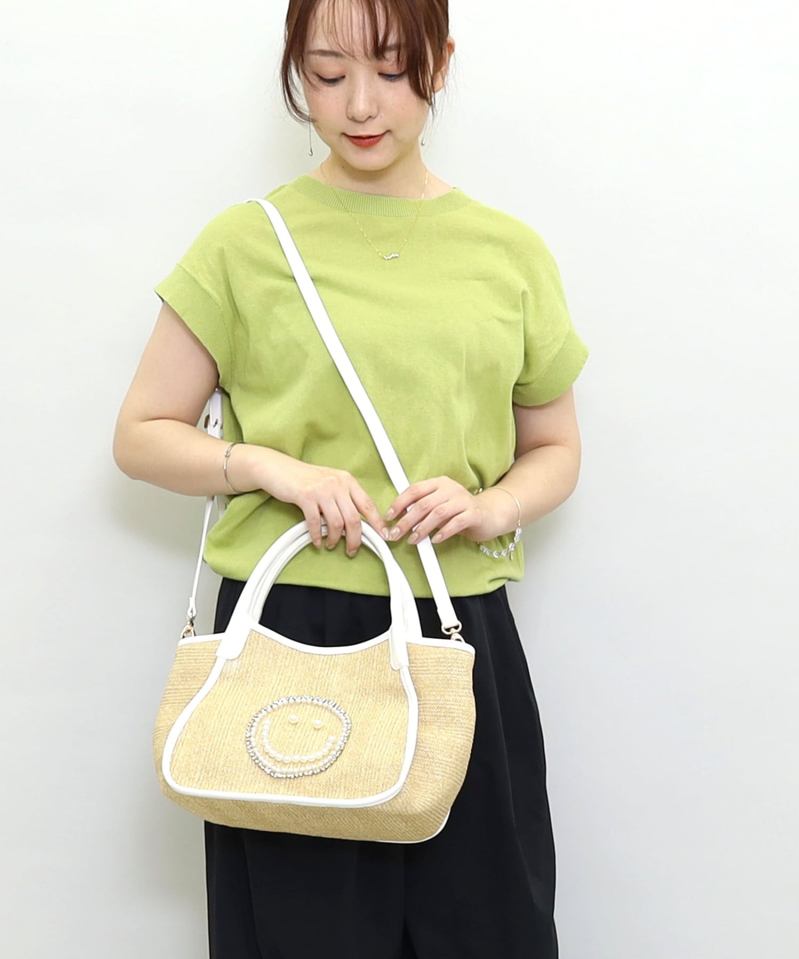 ☆SUMMER SALE☆SMILEY パール刺繍シート2WAYトートバッグ