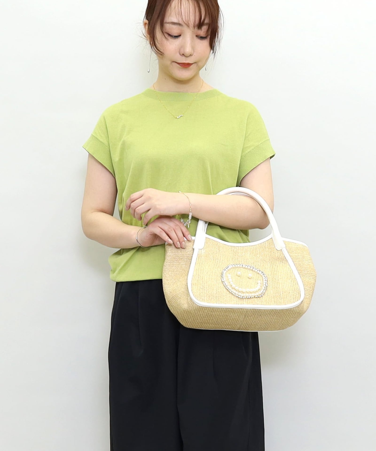 トートバッグ cocooo ☆SUMMER SALE☆SMILEY パール刺繍シート2WAYトートバッグ