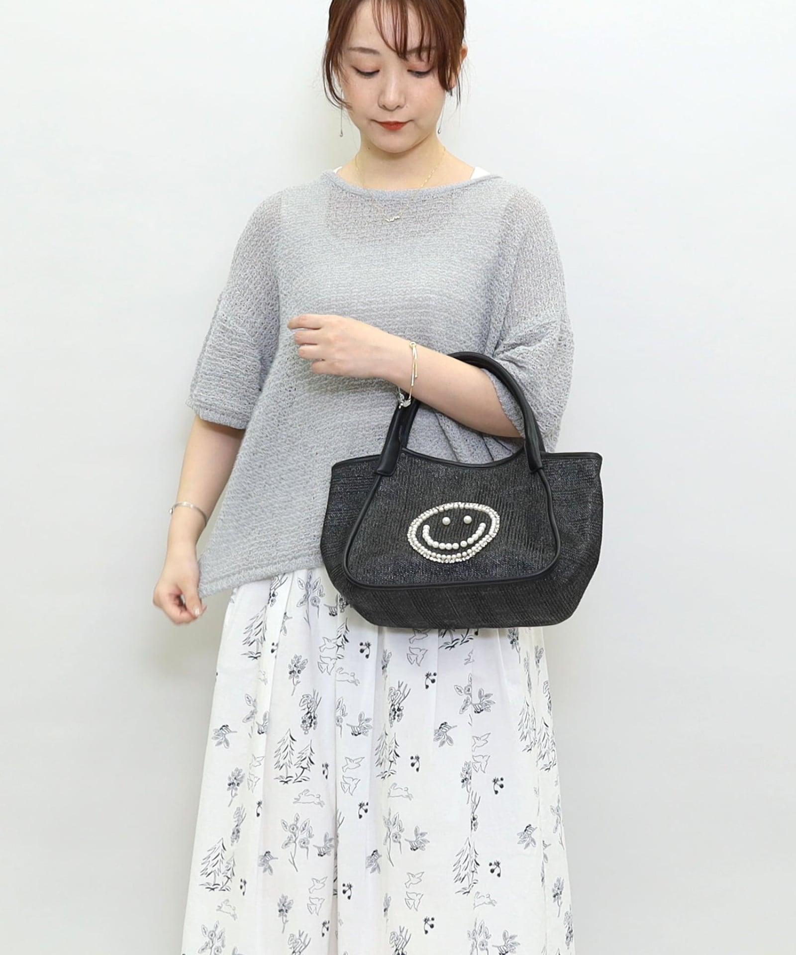 ☆SUMMER SALE☆SMILEY パール刺繍シート2WAYトートバッグ