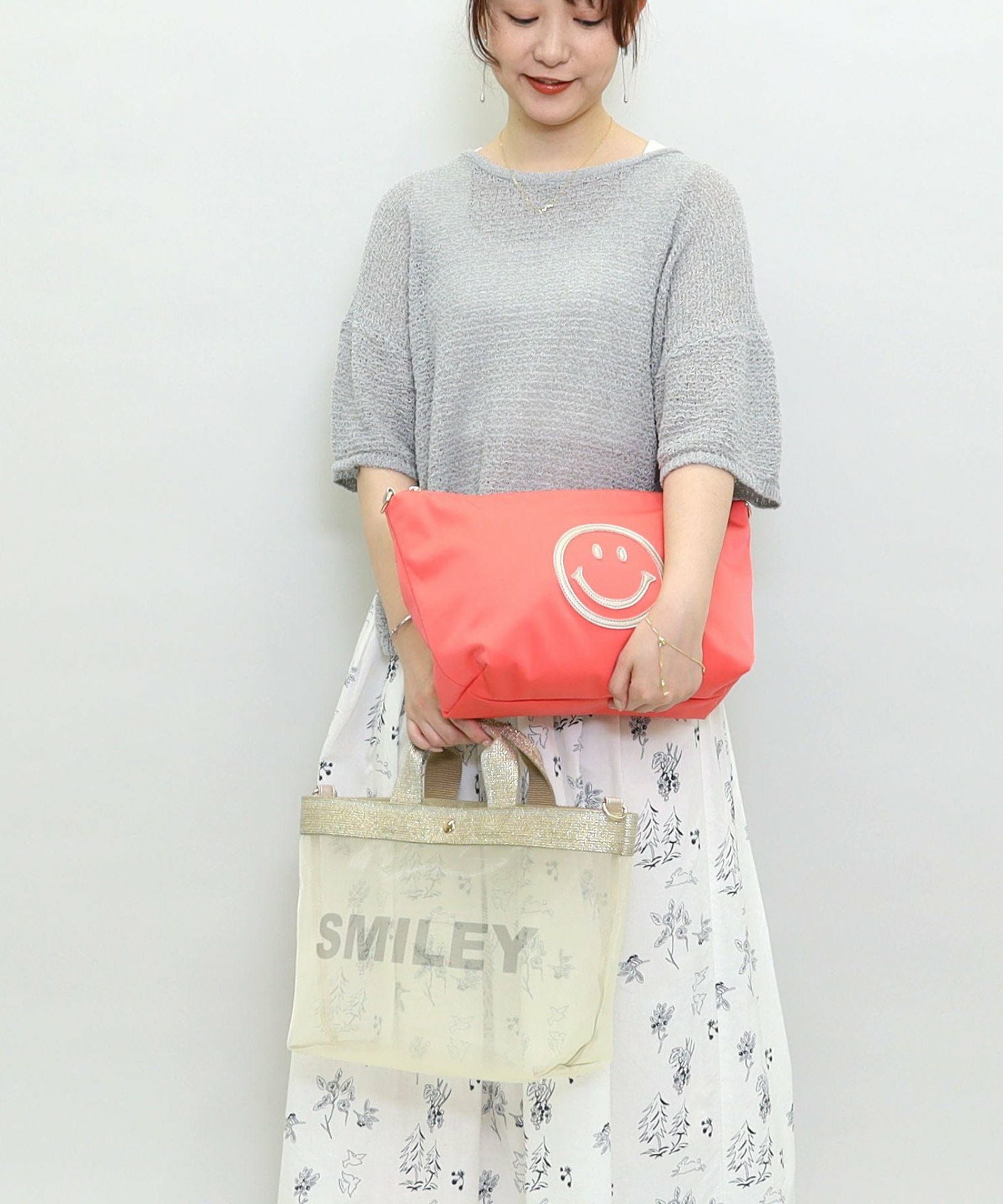☆SUMMER SALE☆SMILEY inbag付マルチWAYメッシュトート