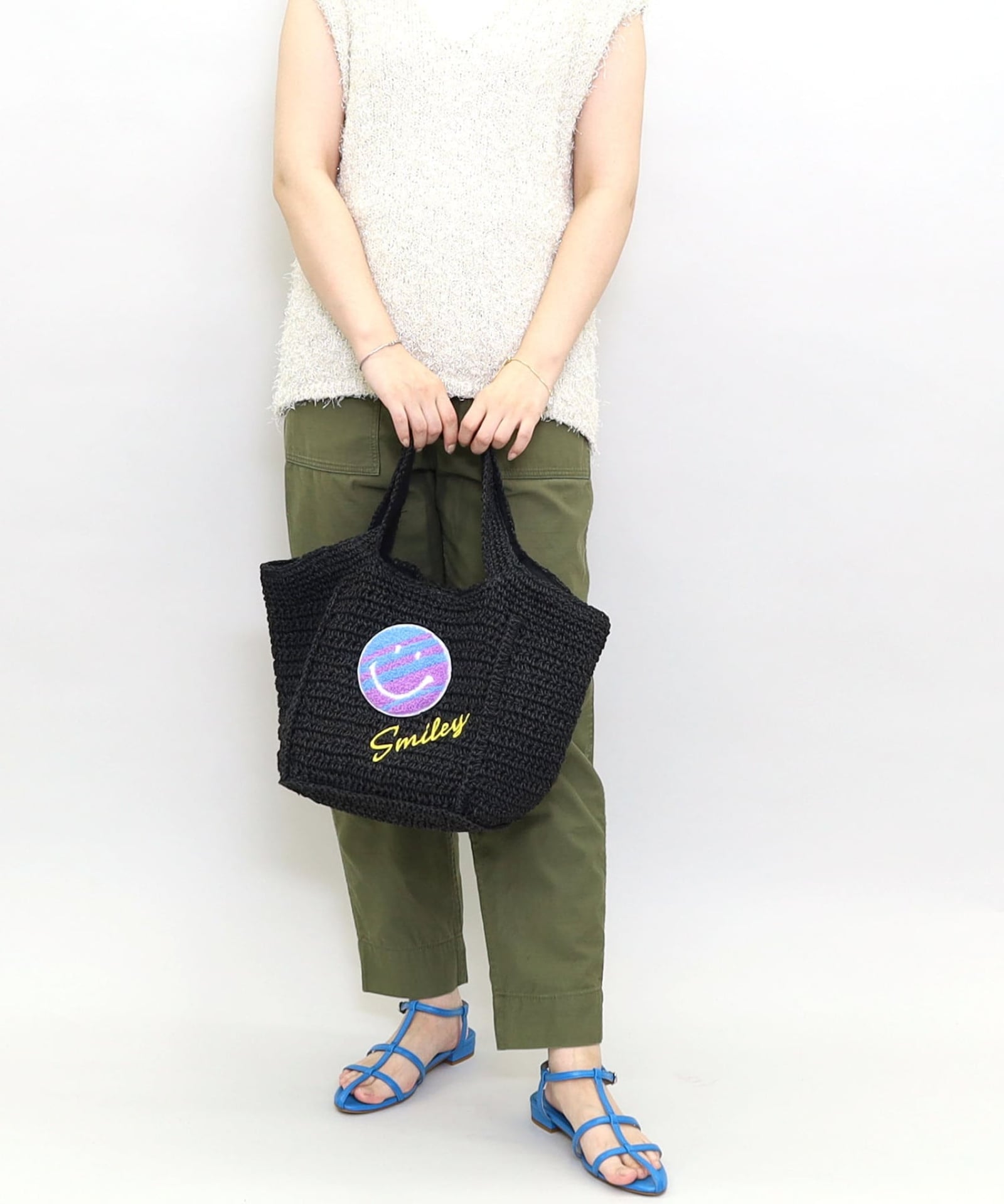 ☆SUMMER SALE☆SMILEY サガラ刺繍ペーパーカゴバッグ | COO ONLINE