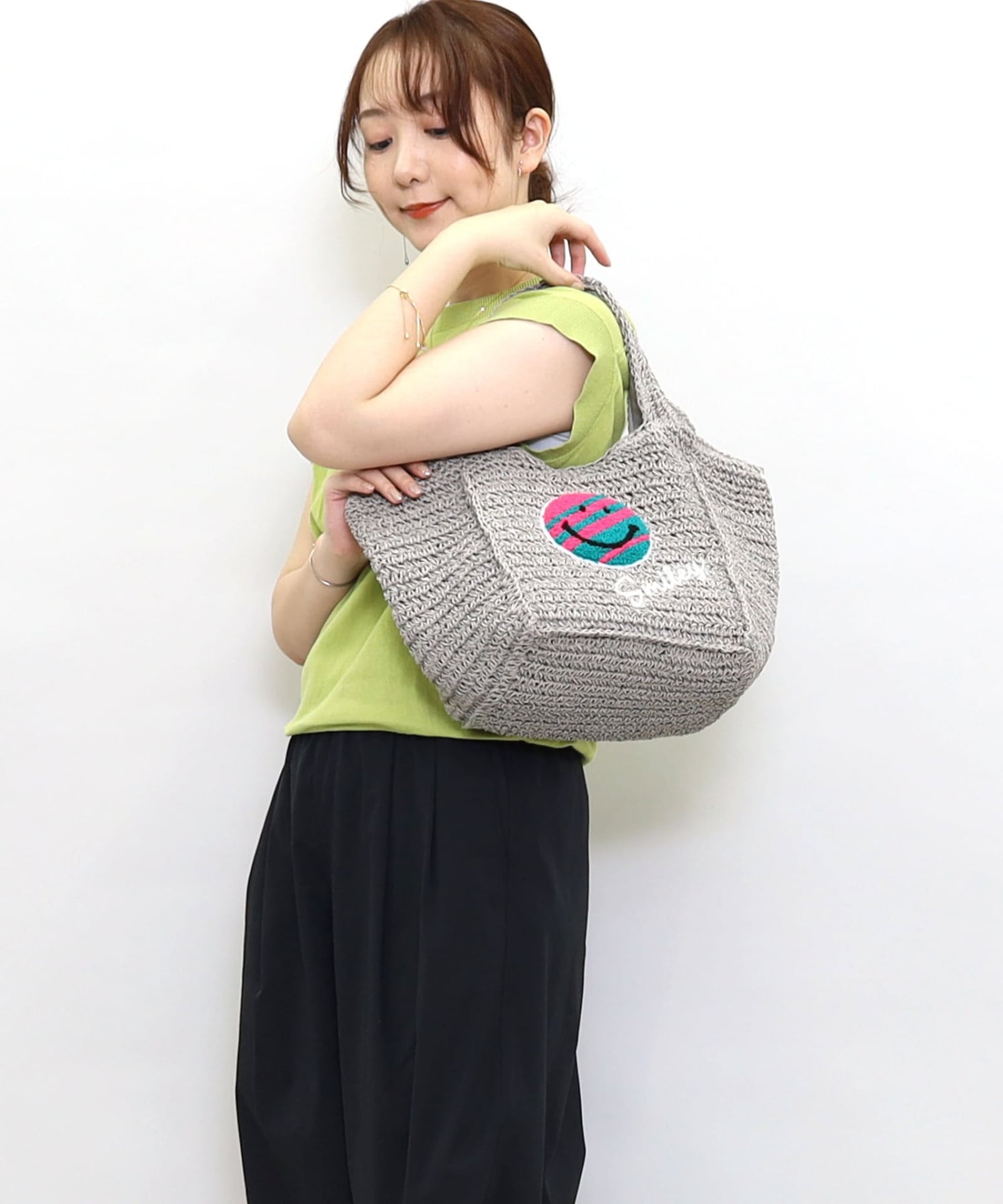 ☆SUMMER SALE☆SMILEY サガラ刺繍ペーパーカゴバッグ | COO ONLINE