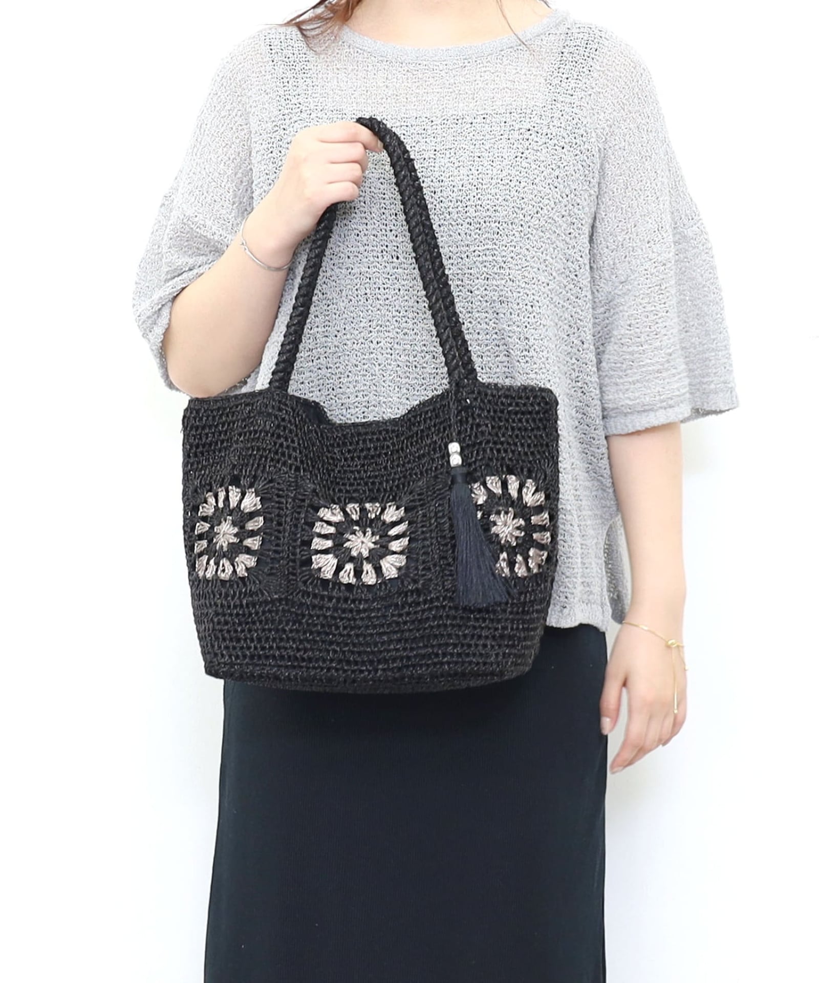 ☆40％OFF☆【FINAL SALE】 ﾒﾀﾘｯｸｺｰﾄﾞｸﾛｼｪ編みﾄｰﾄﾊﾞｯｸﾞ | COO ONLINE