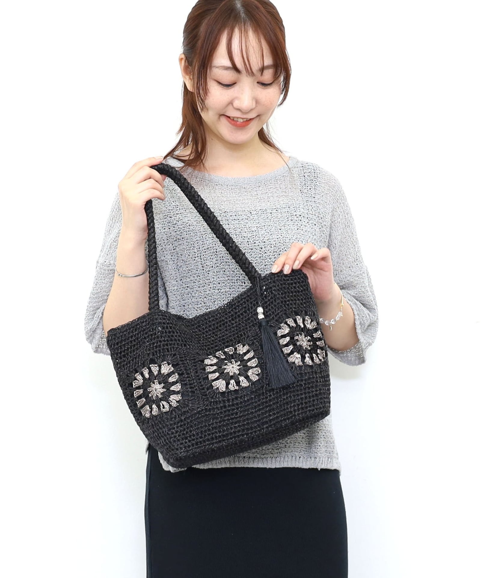 ☆40％OFF☆【FINAL SALE】 ﾒﾀﾘｯｸｺｰﾄﾞｸﾛｼｪ編みﾄｰﾄﾊﾞｯｸﾞ | COO ONLINE