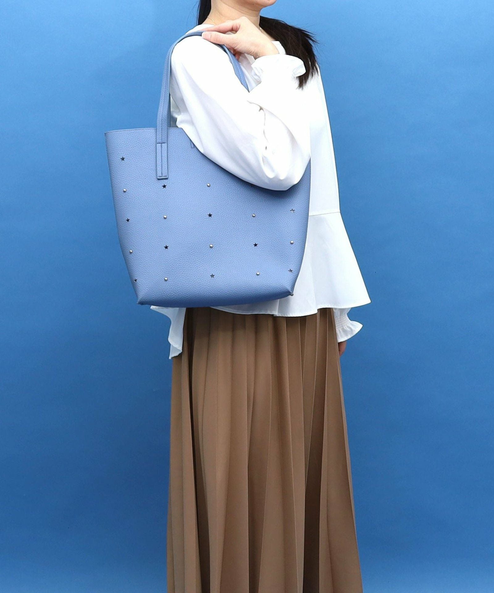 ☆SUMMER SALE☆星柄刺繍フェイクレザートートバッグ／A4対応 | COO