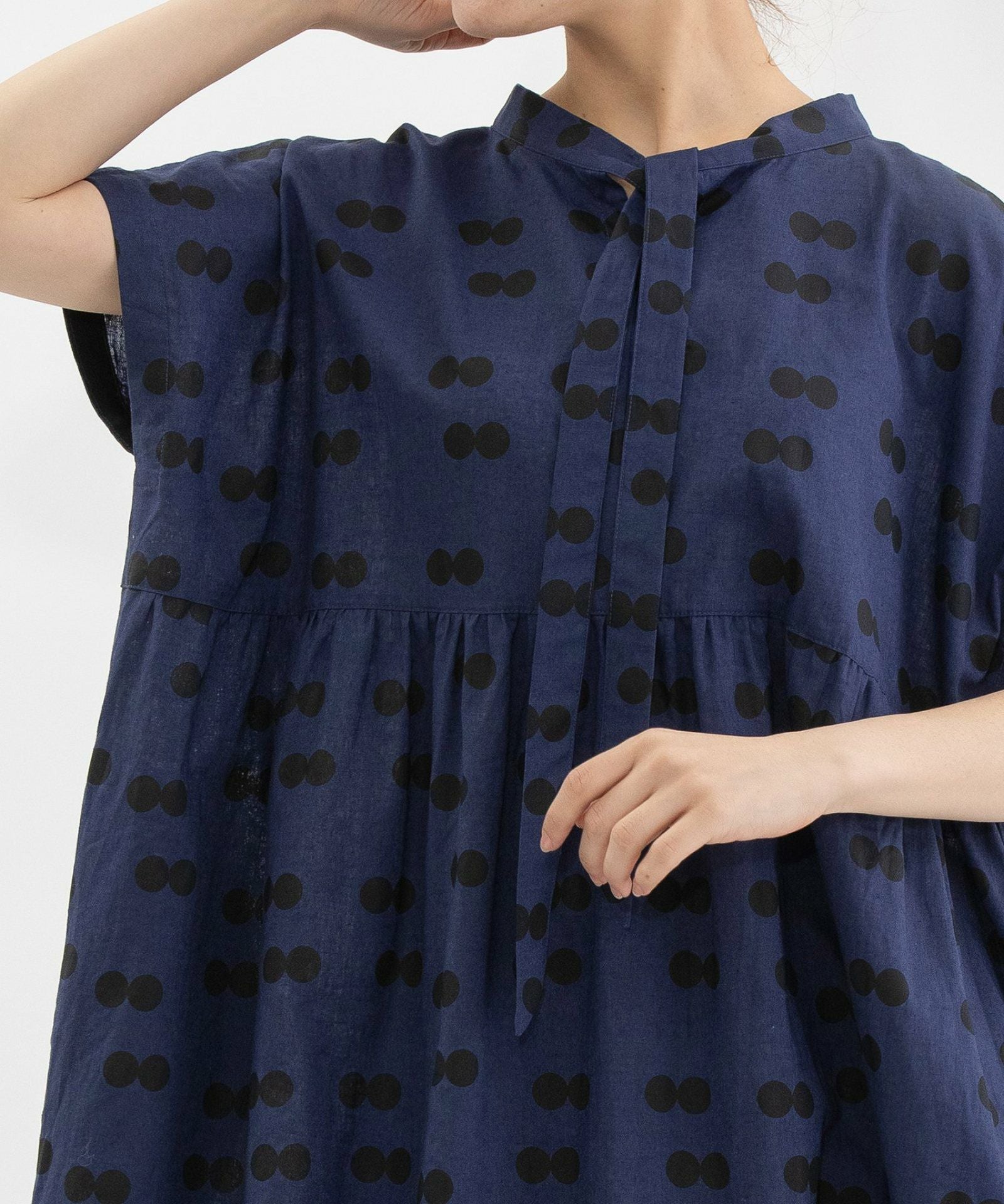 SUMMER SALE】リネンコットンダブルドット2wayジャンスカワンピース
