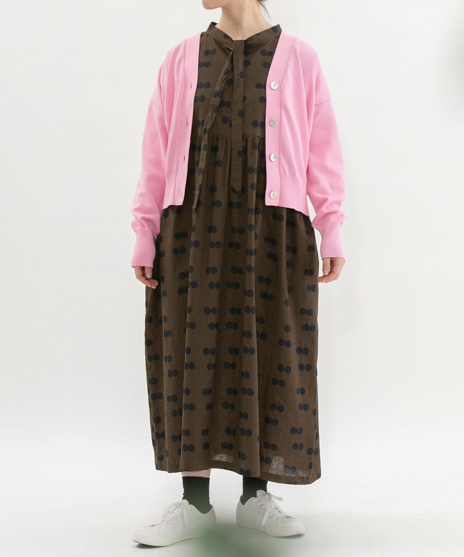 SUMMER SALE】リネンコットンダブルドット2wayジャンスカワンピース