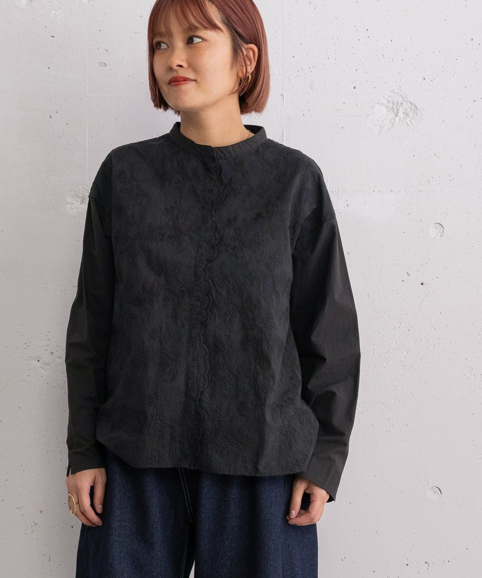 新品 OUR スカラップ刺繍 長袖 ブラウス ブラック スカラップ刺繍ブラウス | COO ONLINE