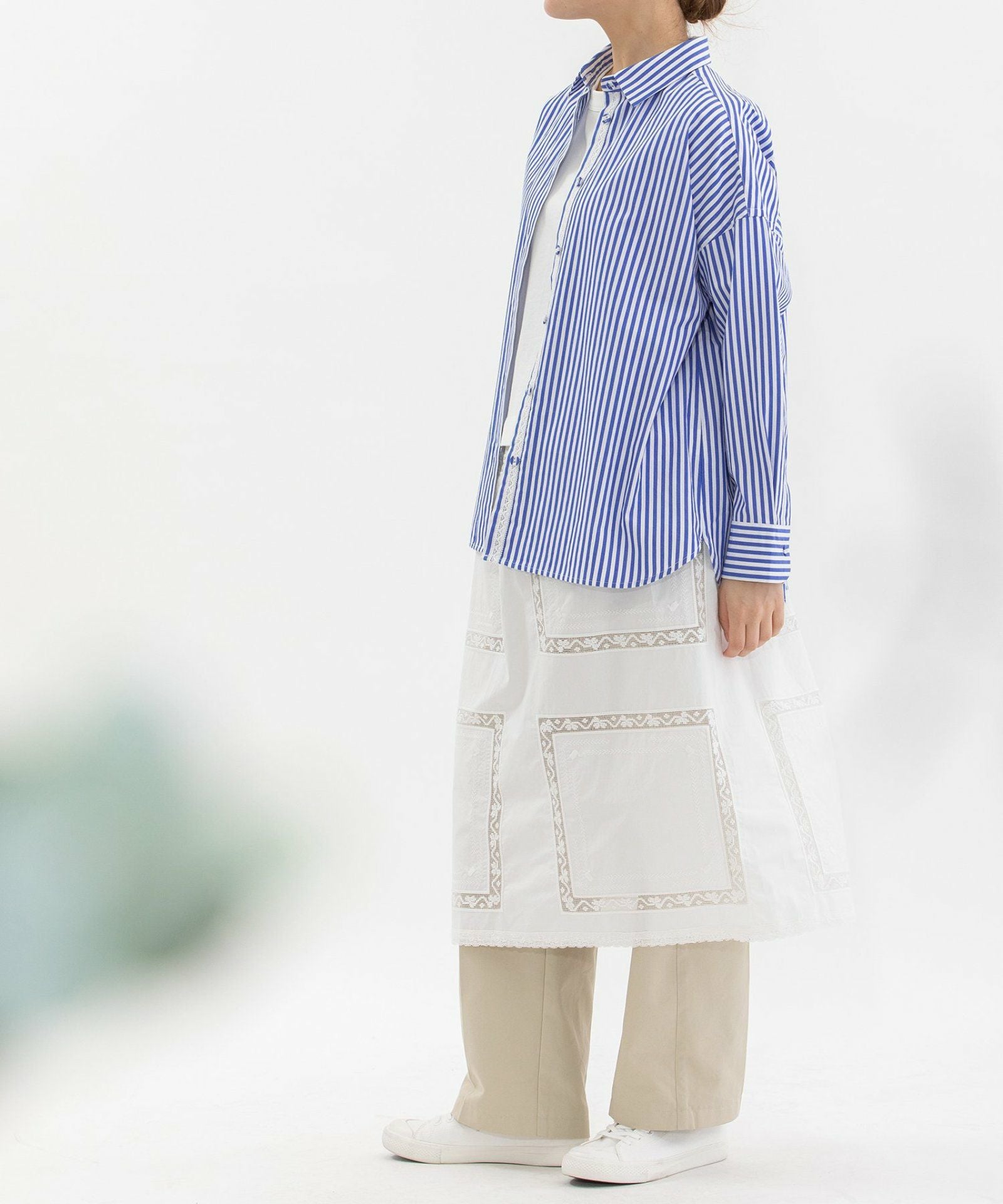 45R　未使用タグ付き　ストライプ 長袖シャツワンピース タツノオトシゴ刺繍 PRE SALE＞ロンドンストライプbackスワン刺繍シャツ | COO ONLINE