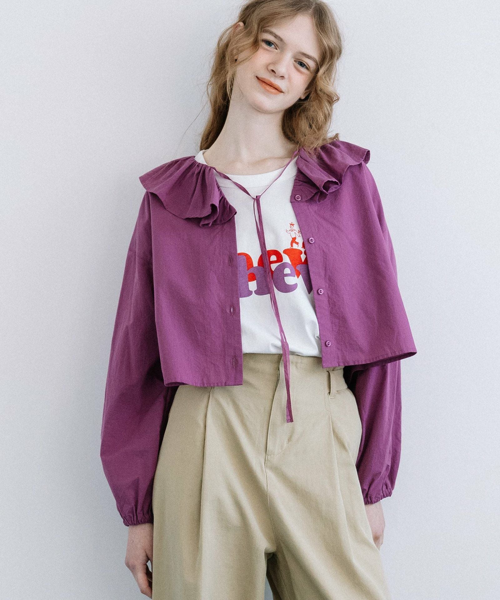 SUMMER SALE】ラッフルカラークロップドブラウス | COO ONLINE