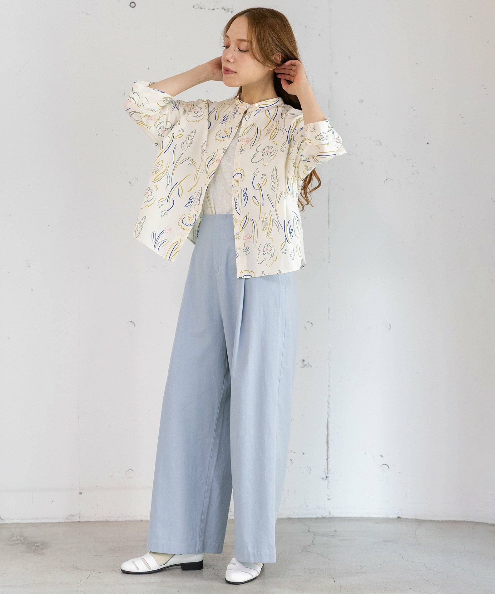 ◆美品◆日本製◆ヒムカシ◆綿麻ラグランドルマンブラウス◆アイボリーベージュ◆F ダンシングフラワードルマンブラウス | COO ONLINE