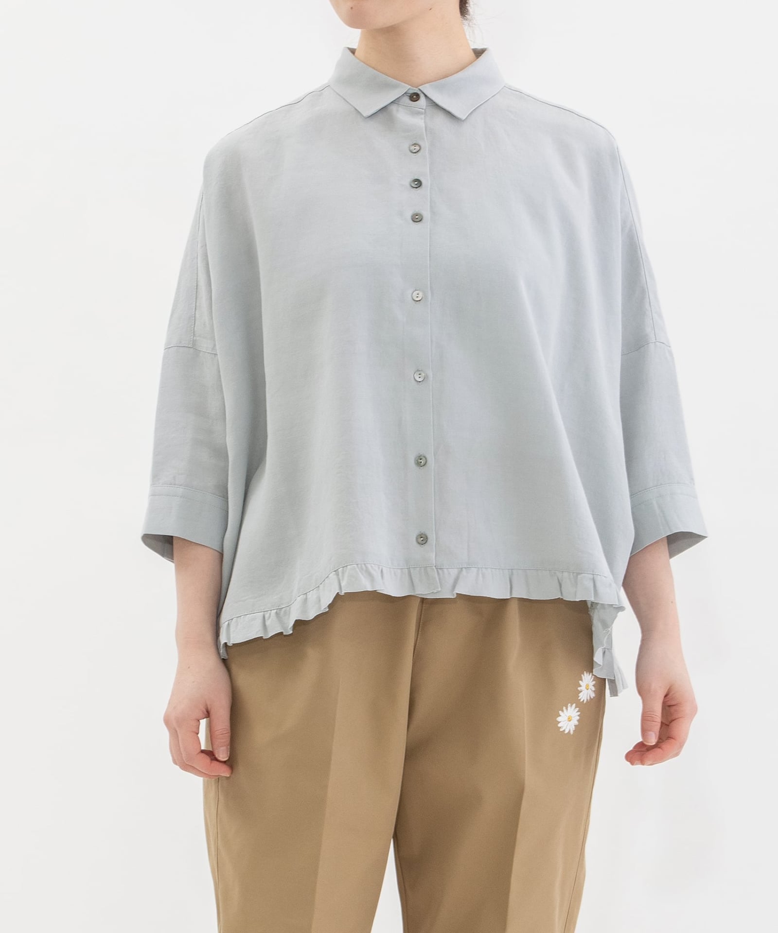 SUMMER SALE】6分袖裾フリルクロップドシャツ | COO ONLINE