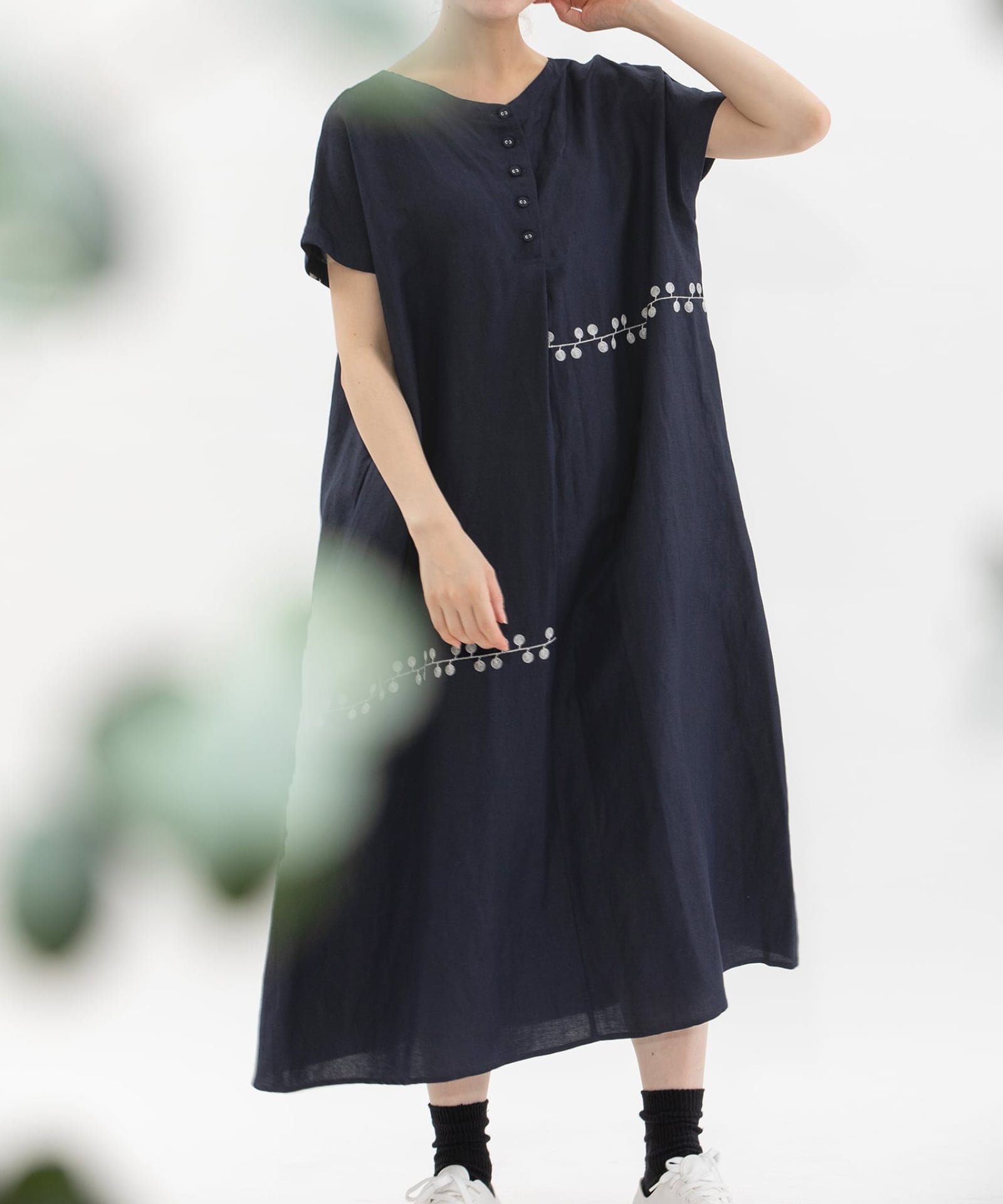 SUMMER SALE】リネンレーヨンライン刺繍2wayワンピース | COO ONLINE